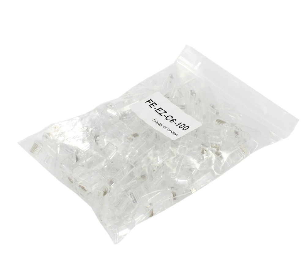 100 Pack EZ-RJ45 CAT6 Modular Plug Connectors Translucent RJ45 Crimp Ends