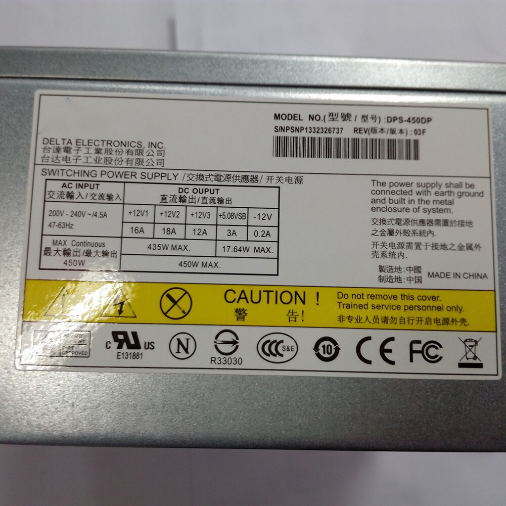 DPS-450DP 450W Power Supply for Delta Chassis with Quiet Big Fan