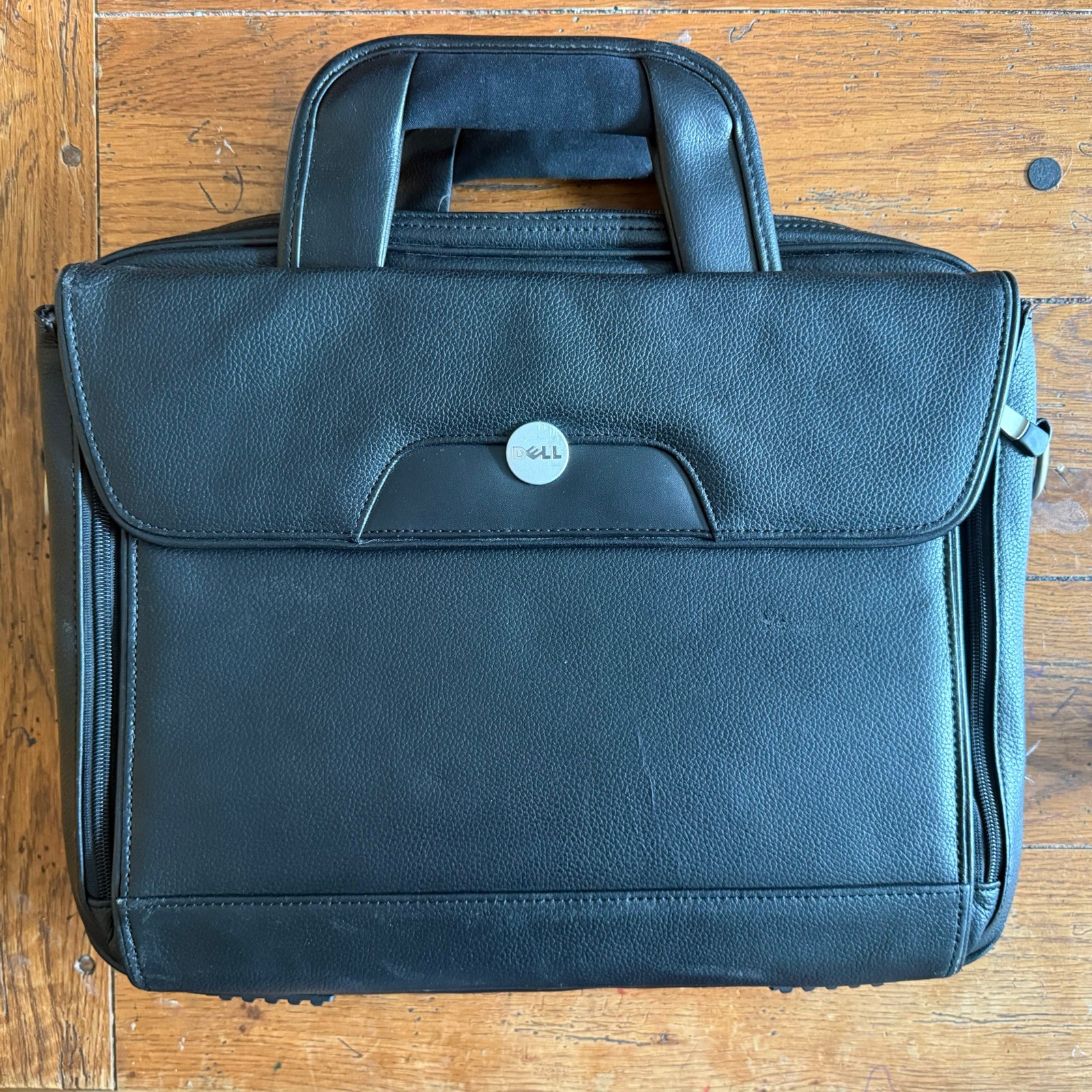 DELL COMPUTER DELUXE BLACK LEATHER LAPTOP CARRYING BAG CASE BREIFCASE 16 inch