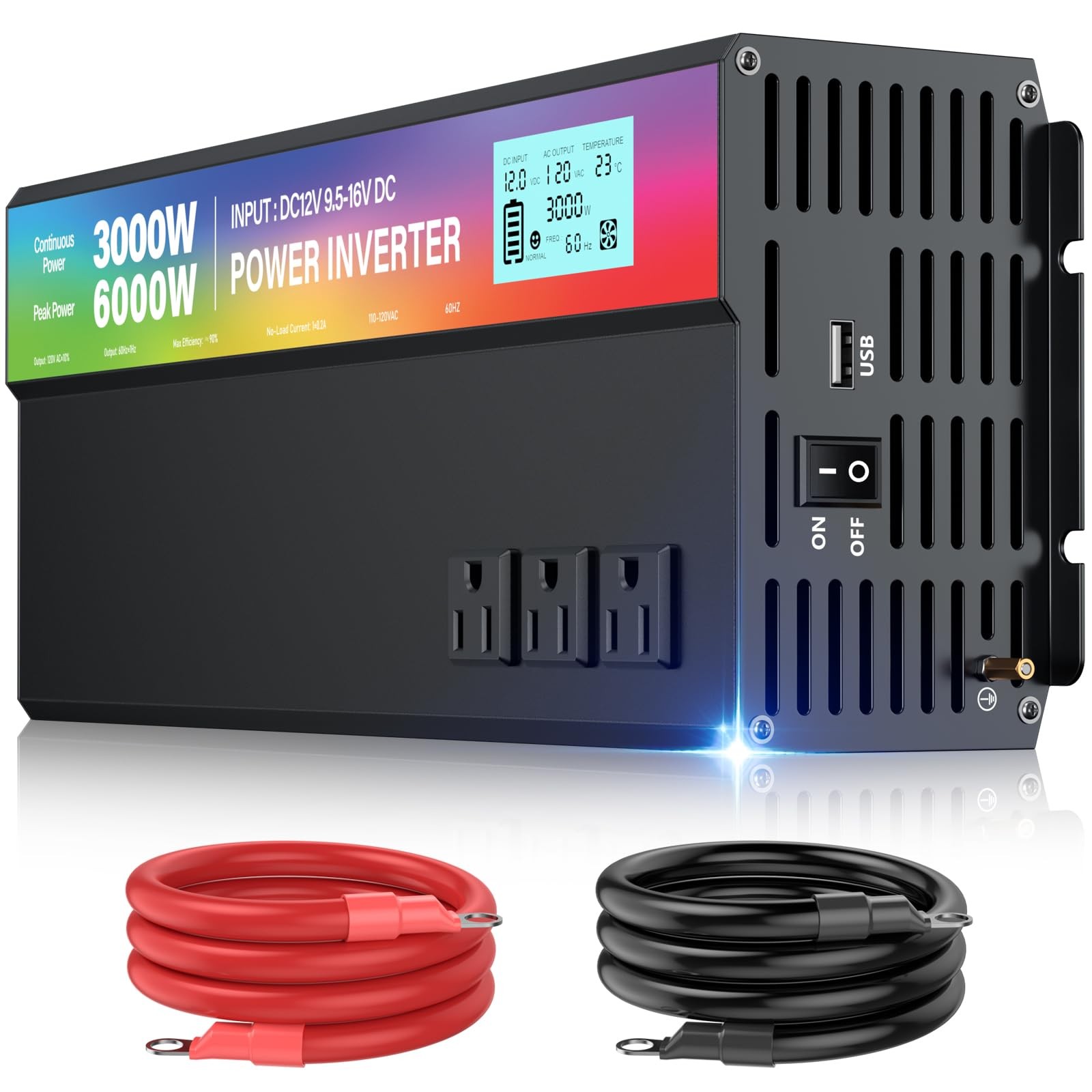 3000W Power Inverter,Peak Power 6000W 12V DC to AC 110V120V,3 RV Solar System