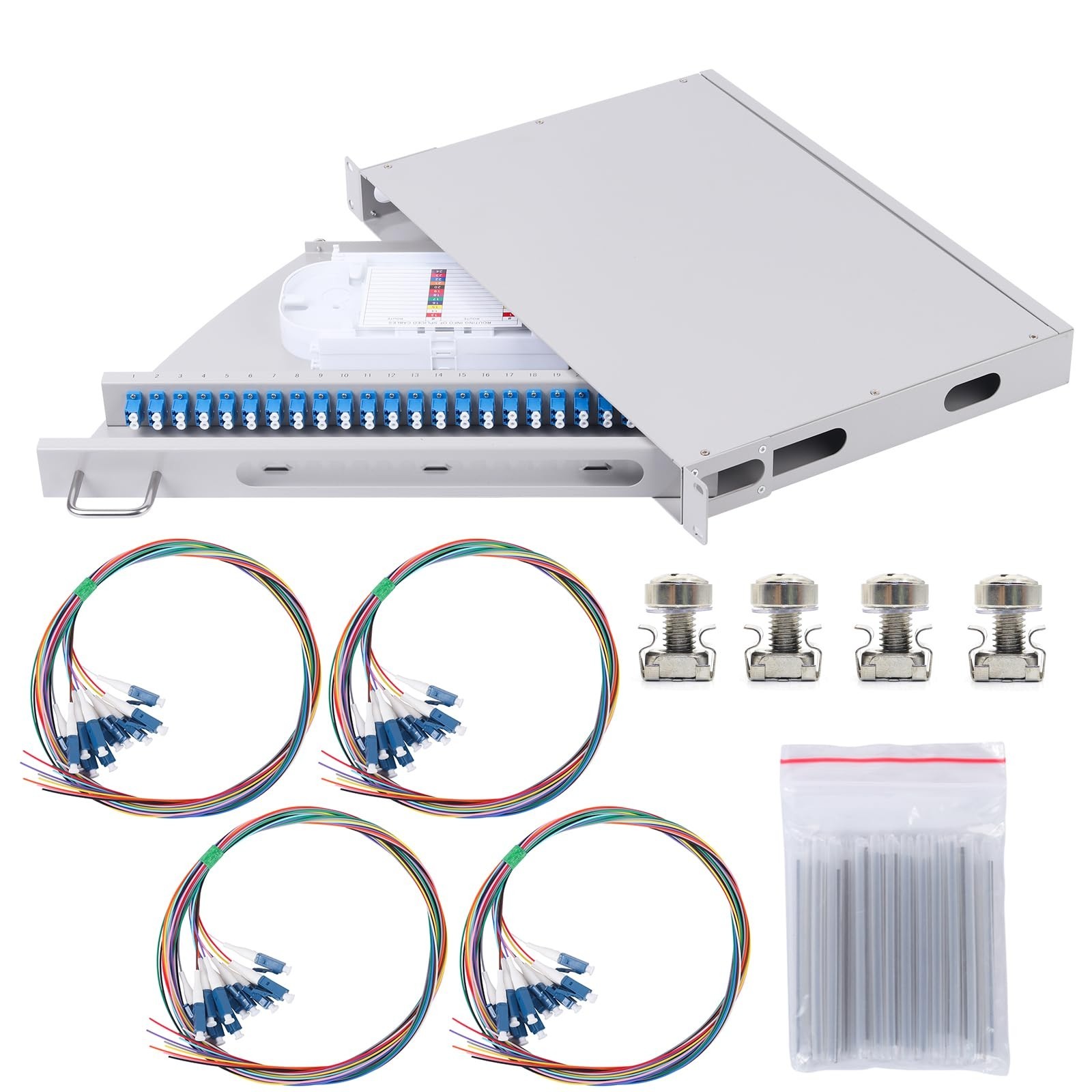 LC-SM 24 Duplex 48 Port Rack Mount Enclosure Box with Splice Tray (Rotating T...