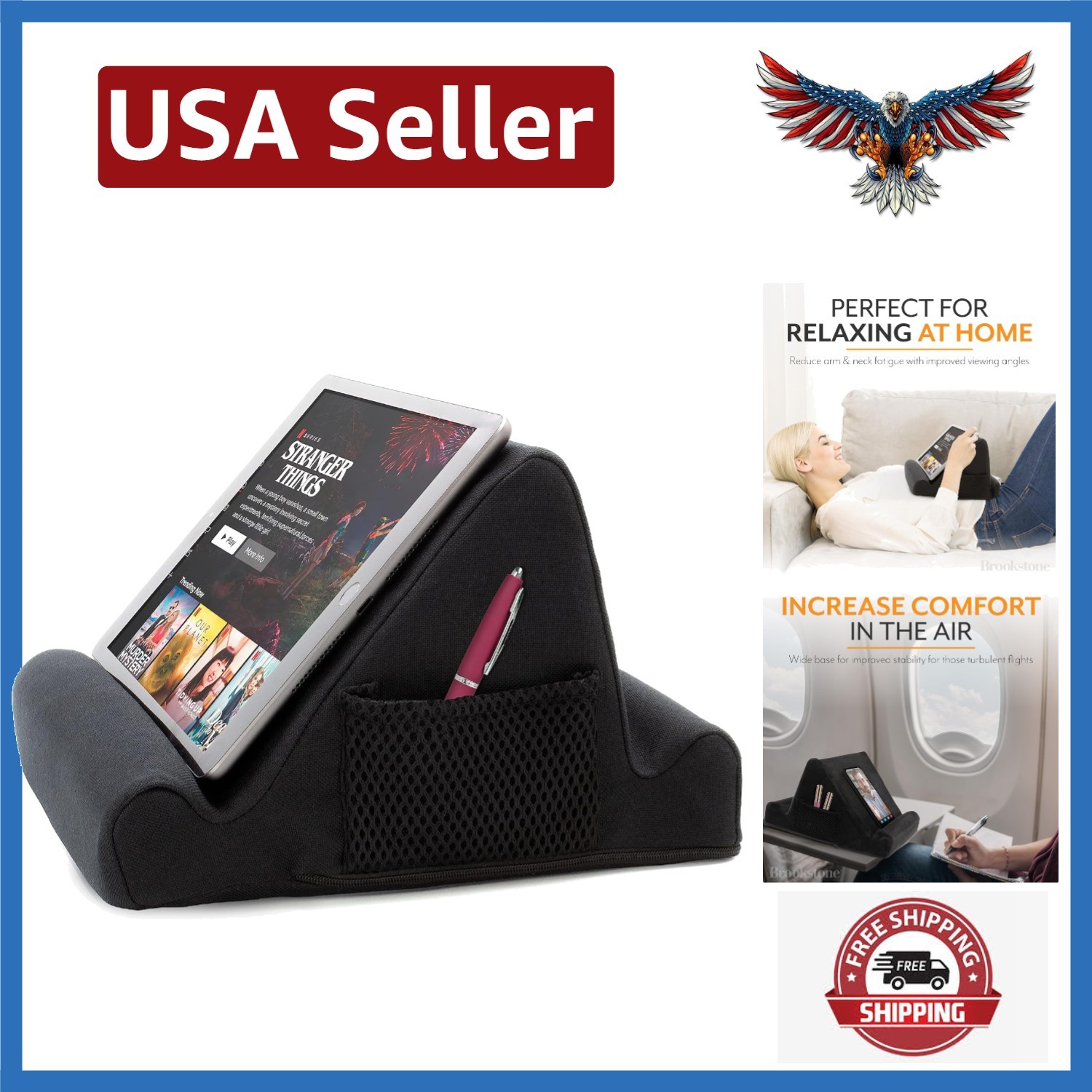Memory Foam Lap Desk Tablet Holder, Holds Phones, iPads, E-Book Readers, 2 Vi...