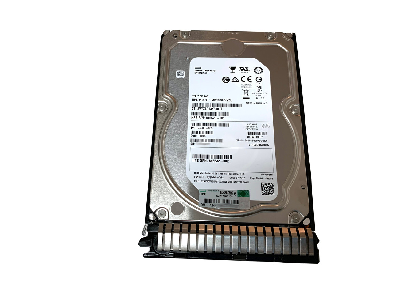 HPE 1TB 7.2K RPM 12Gb/s SC 3.5" SAS Hard Drive 846612-001 846523-001 846524-B21