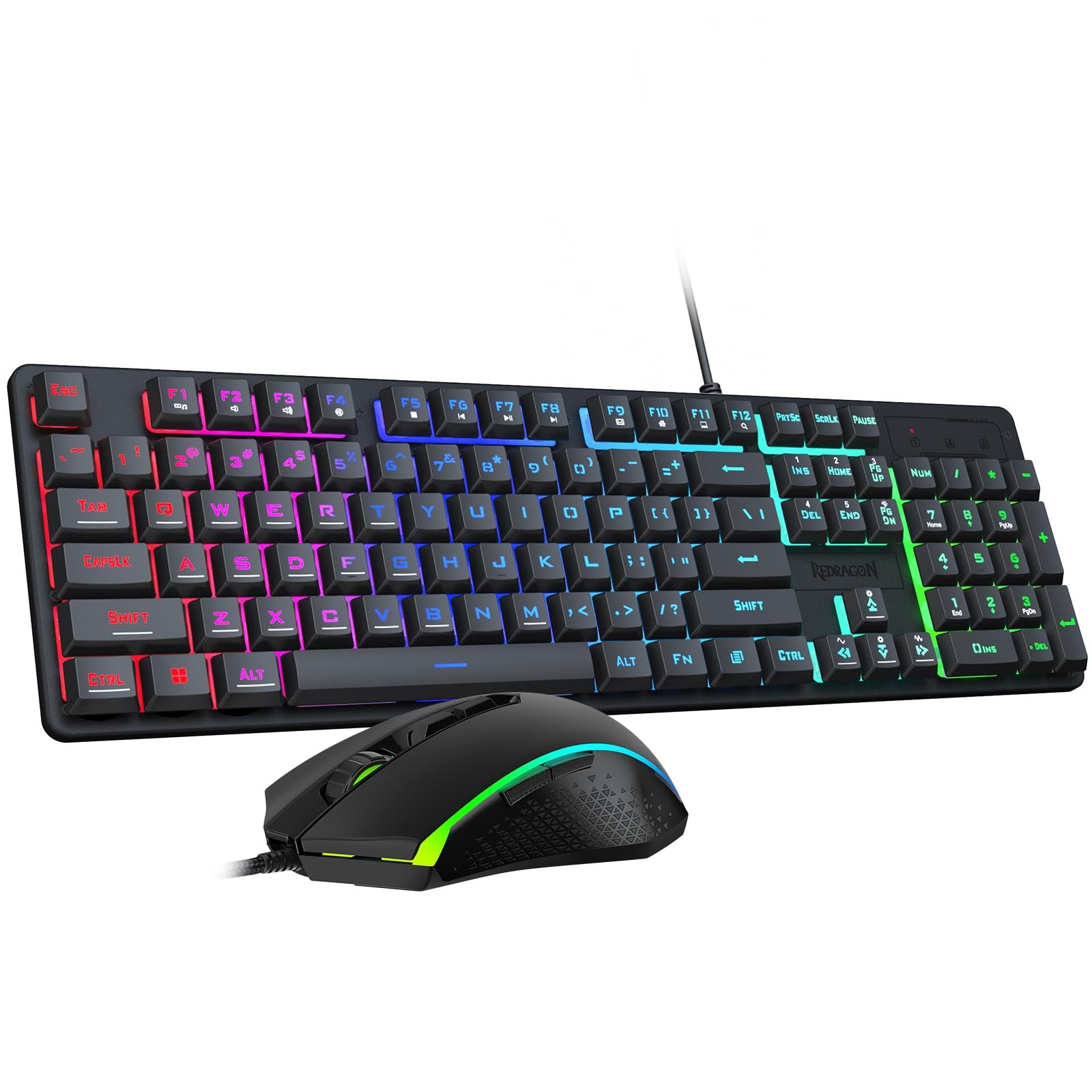 Redragon Updated S107 Gaming Keyboard and Mouse, RGB Gaming Keyboard and 1000...