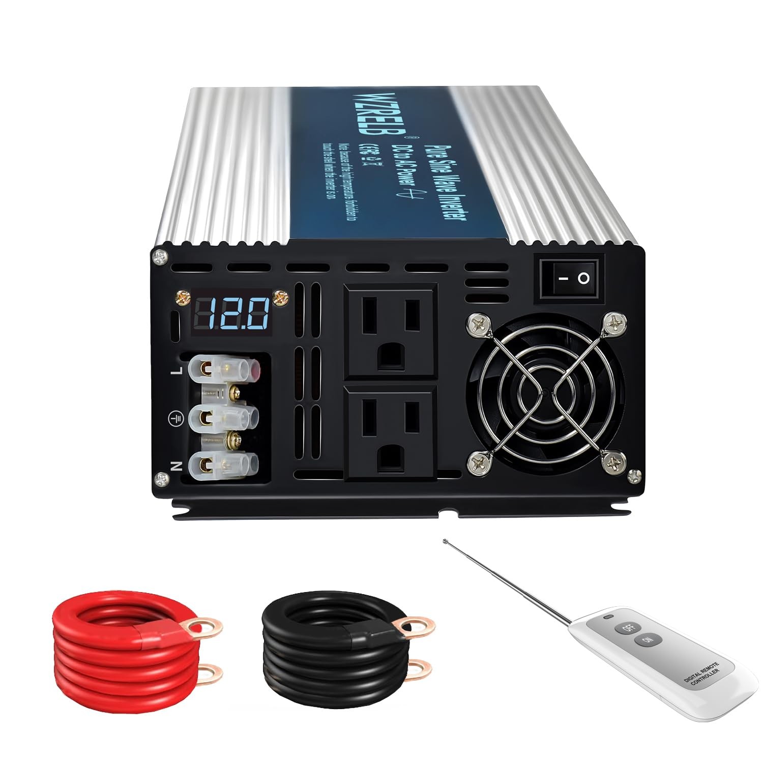 WZRELB 3000W Pure Sine Wave Inverter 12V DC to 110V 120V AC , RV, Truck, Camping