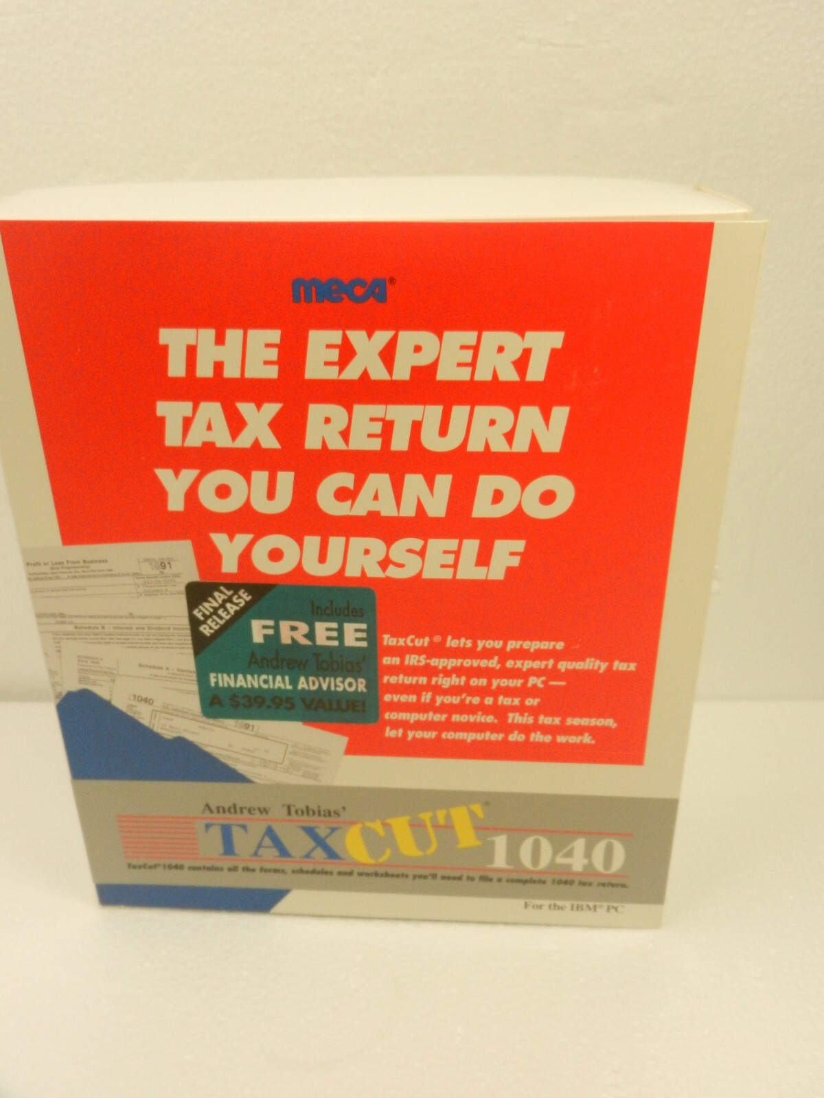 Vintage - Andrew Tobias Tax Cut  1040 MECA Software 3.25”  Disks for Windows
