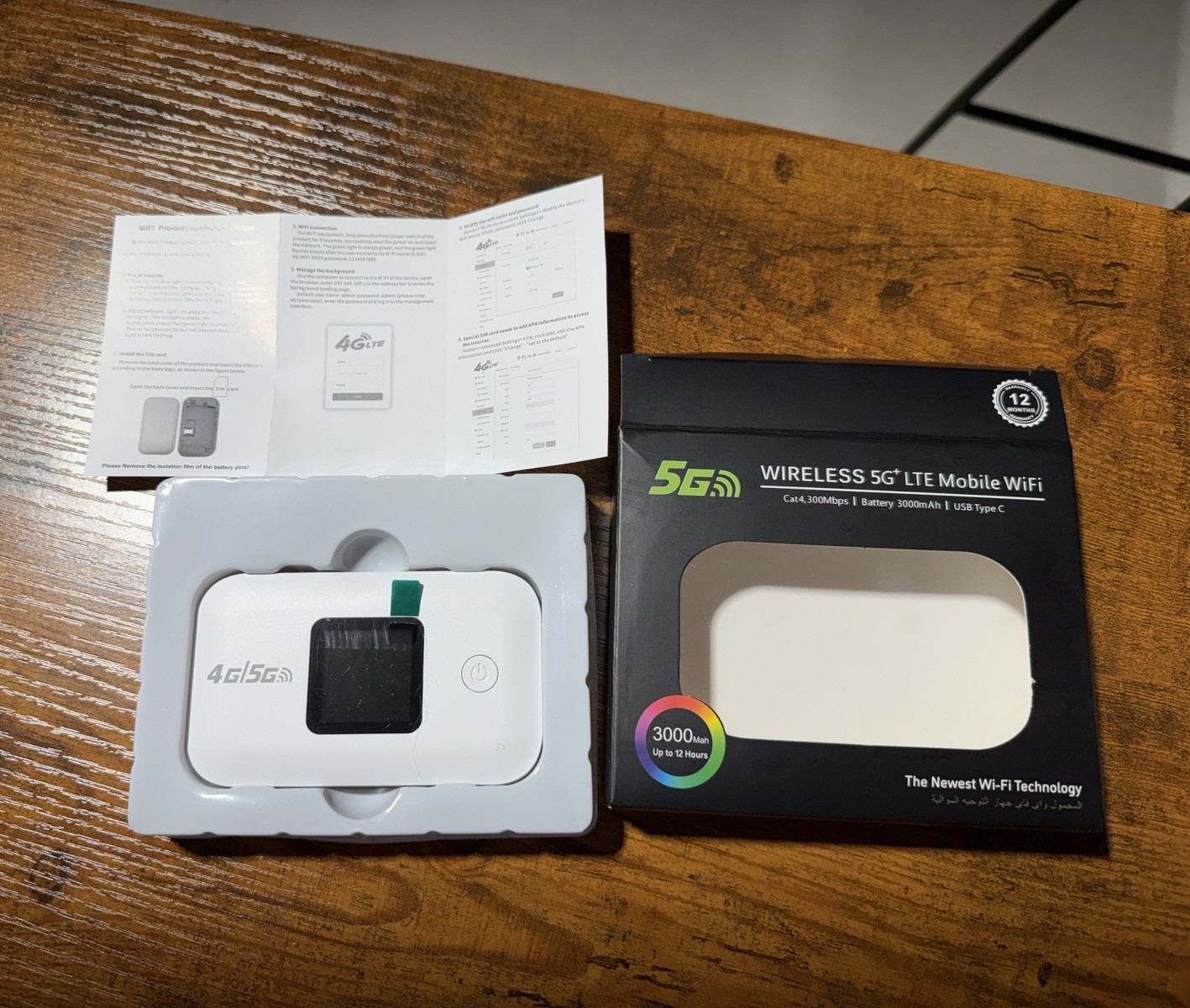 5G LTE Wireless Wi‑Fi Hotspot Modem Unlocked White USB‑C (Model 4G/5G)
