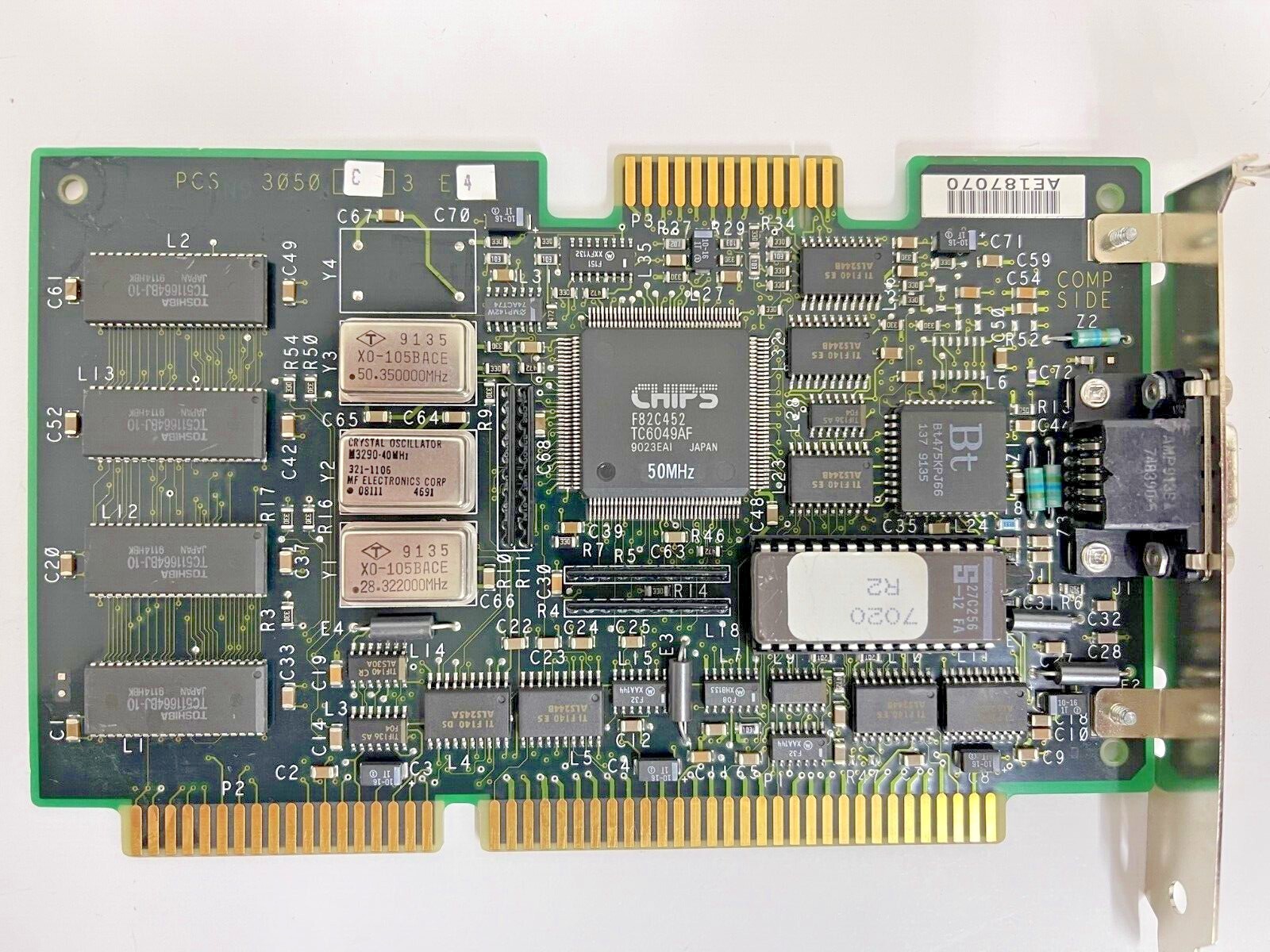 VINTAGE WANG LABS CHIPS F82C452 CHIPSET 512K 16-BIT ISA VGA CARD 4 CHIP MXB92