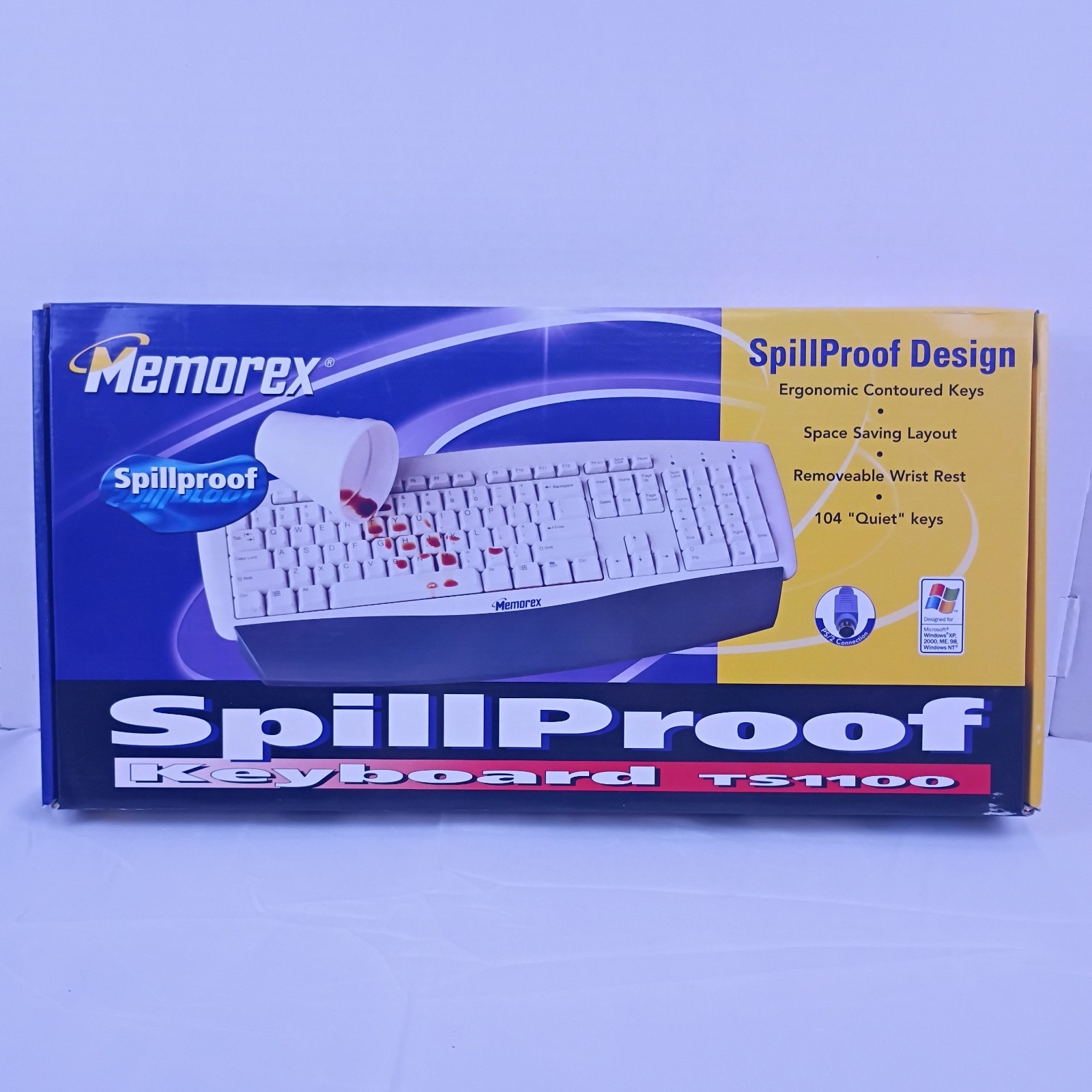 Memorex SpillProof Keyboard TS1100 PS/2 Connection New in Box