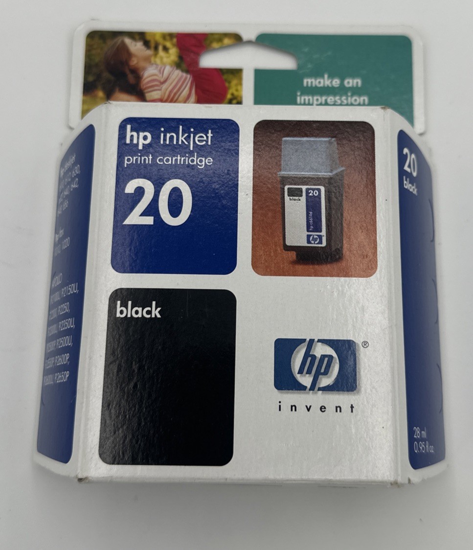 HP 20 Black Ink Cartridge Exp. 04/2005 Inkjet