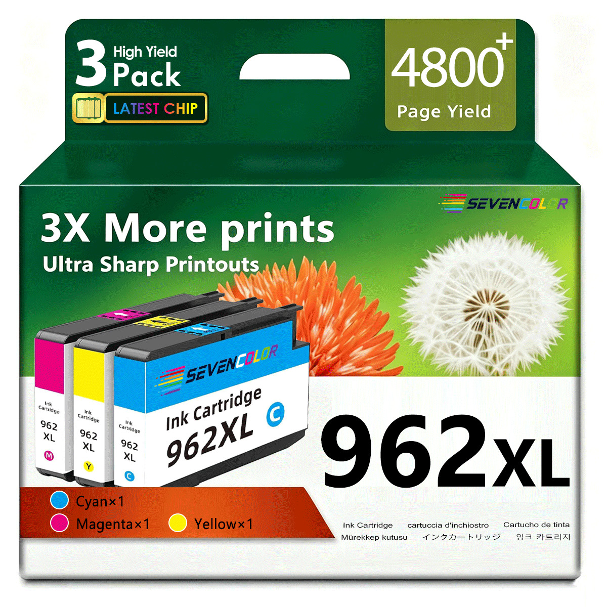 962XL Ink Cartridge Color Combo Pack | 3Pack, Cyan / Magenta / Yellow
