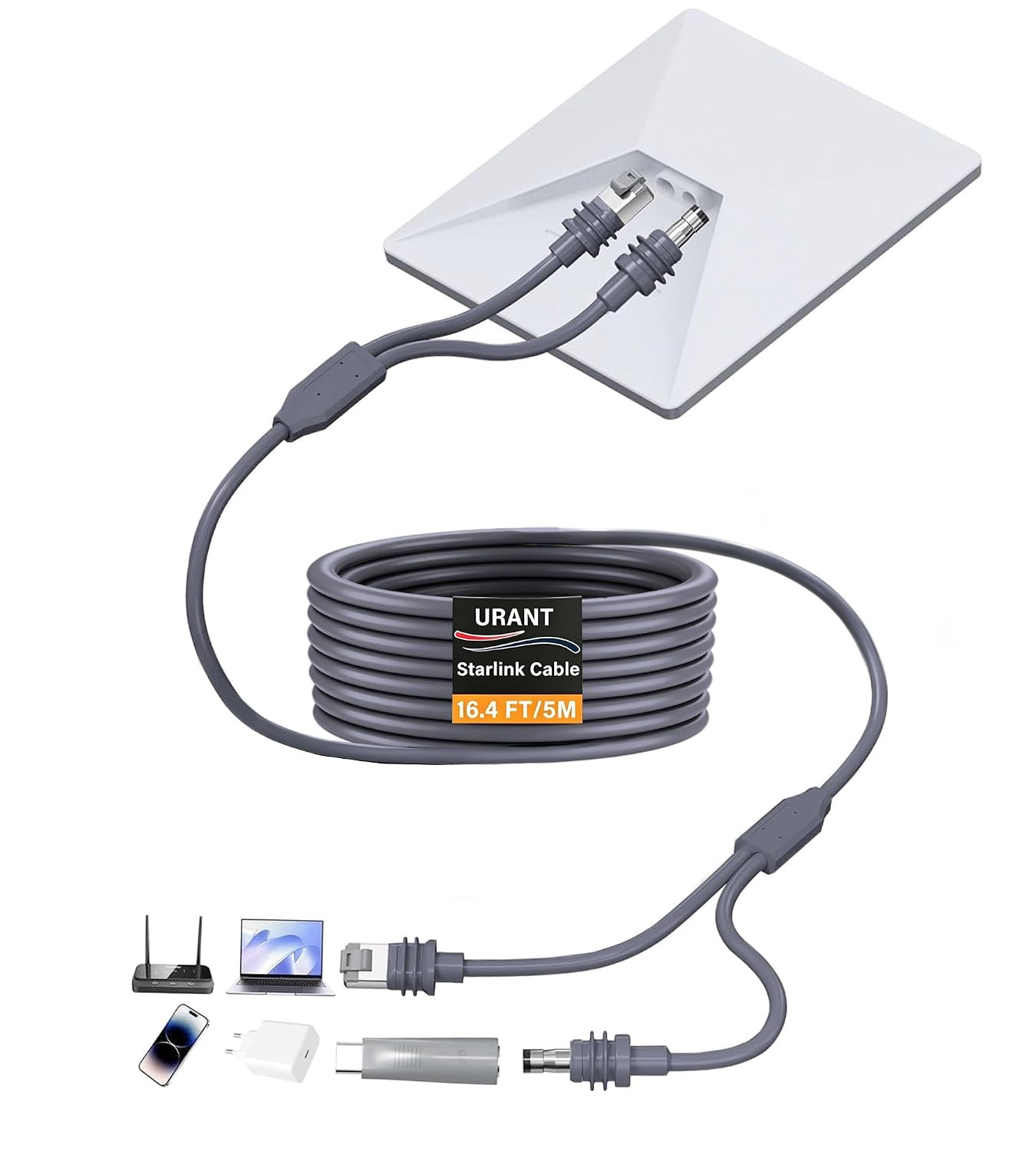 Starlink Mini Cable 16.5Ft,2-In-1 Cat6 Ethernet & DC Power Cord