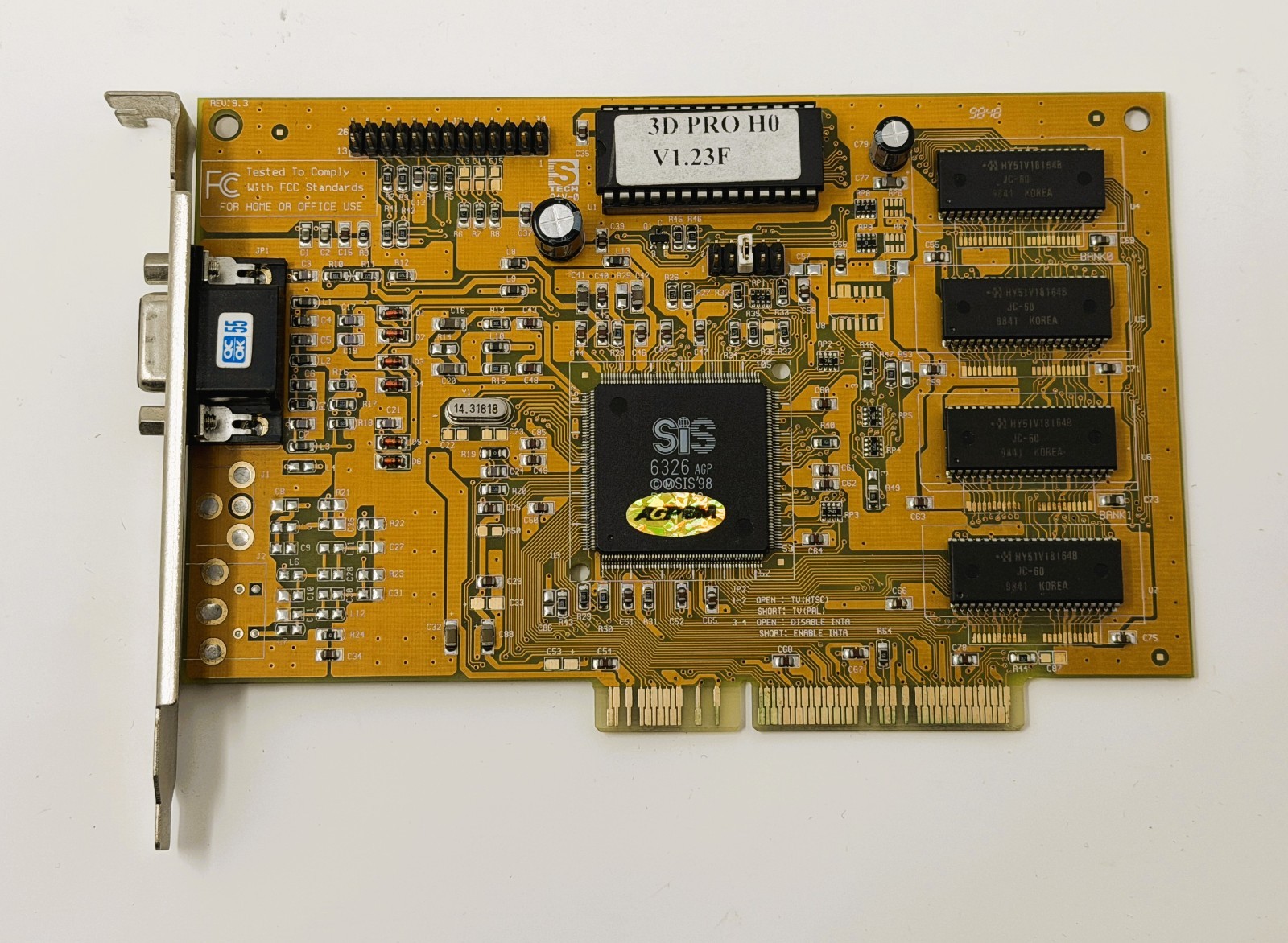 SiS 6326 8MB AGP Vintage Video Graphics Card 3D Pro H0 Windows 98 DOS Retro GPU
