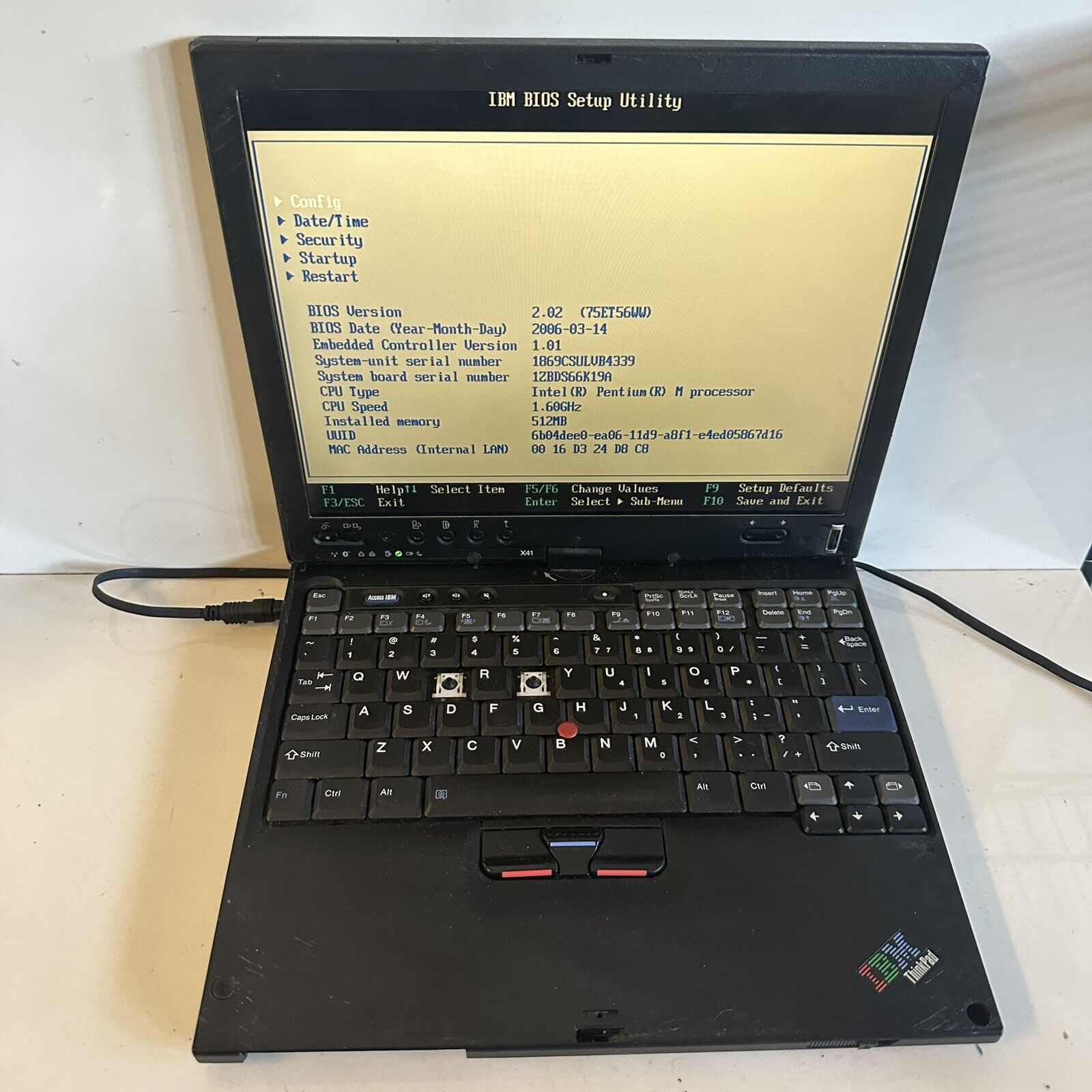 12.1” IBM ThinkPad X41 Tablet Laptop Intel Pentium M 1.60GHz 512MB RAM