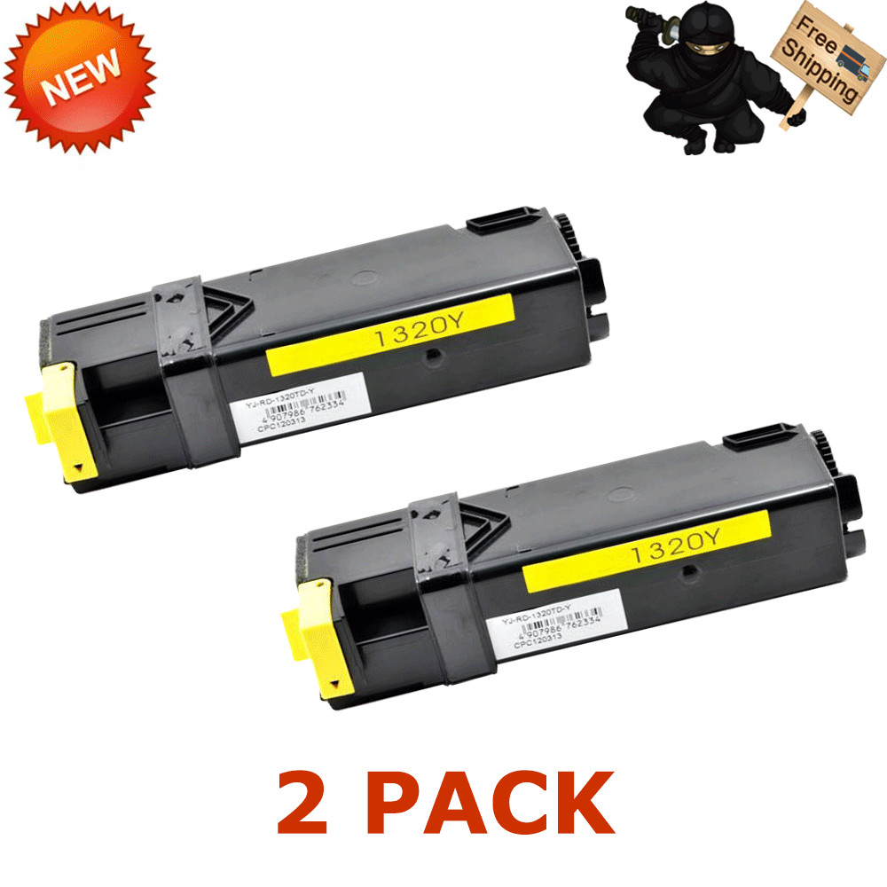 2PK New 1320 Yellow Toner Cartridge For Dell Color Laser 1320 1320C Printer
