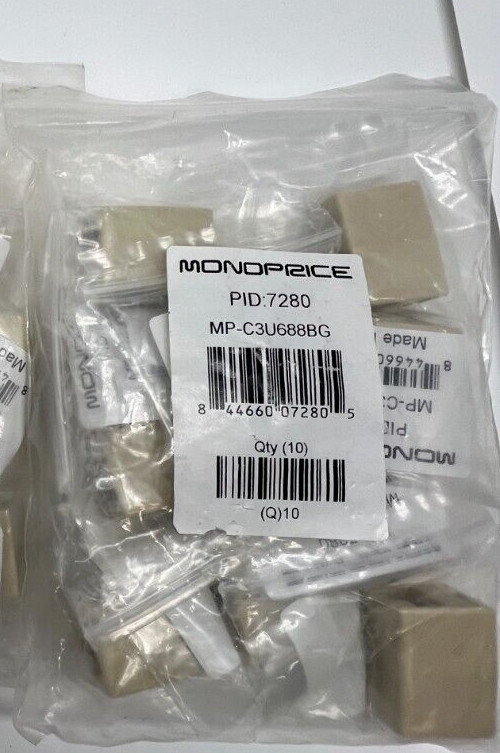QTY 10 Monoprice 8P8C RJ45 Beige Straight Inline Coupler 7280 MP-C3U688BG