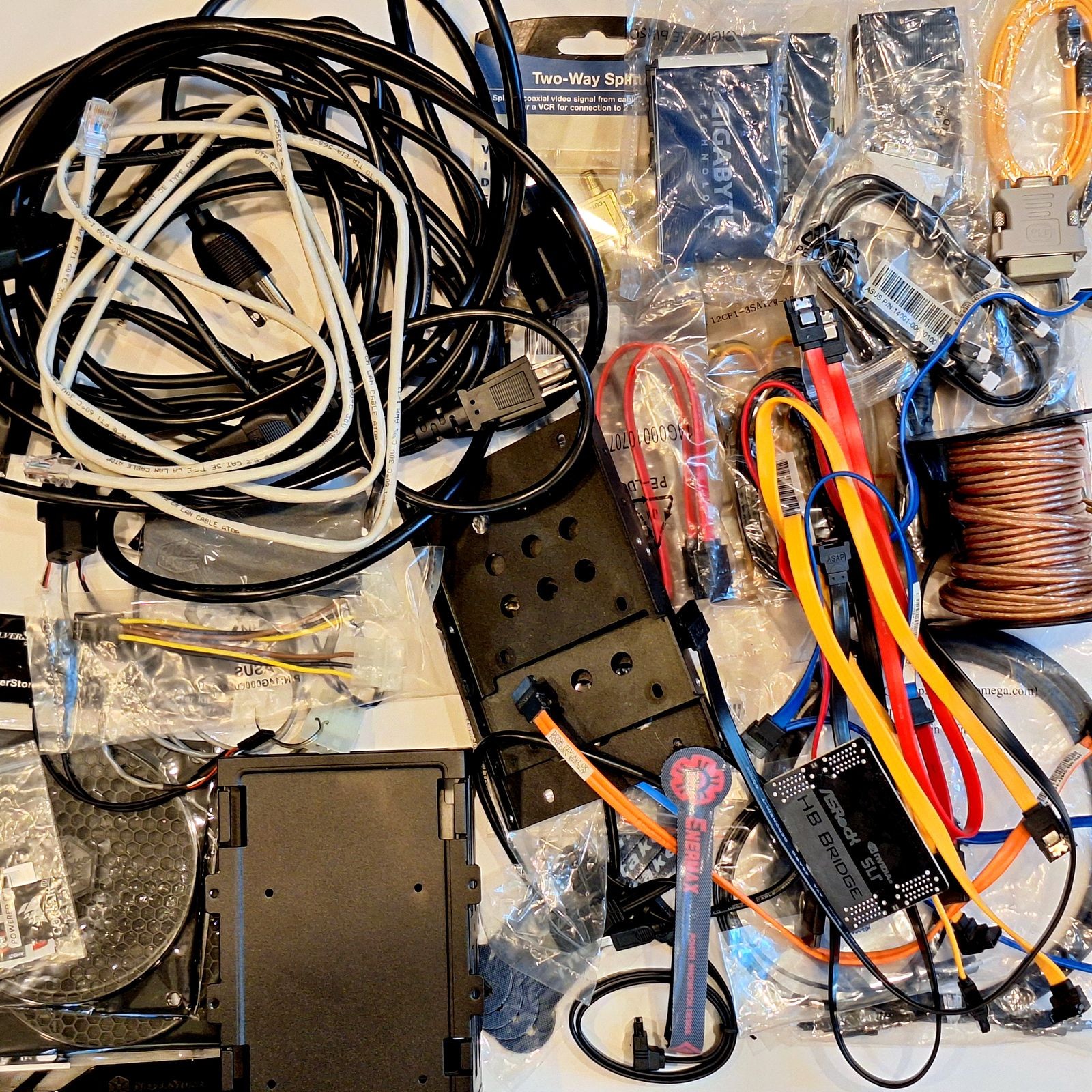 6 LB Mixed Lot of Vintage PC  Cables /Adapters/Connectors - SATA/Optical/IDE/SLI