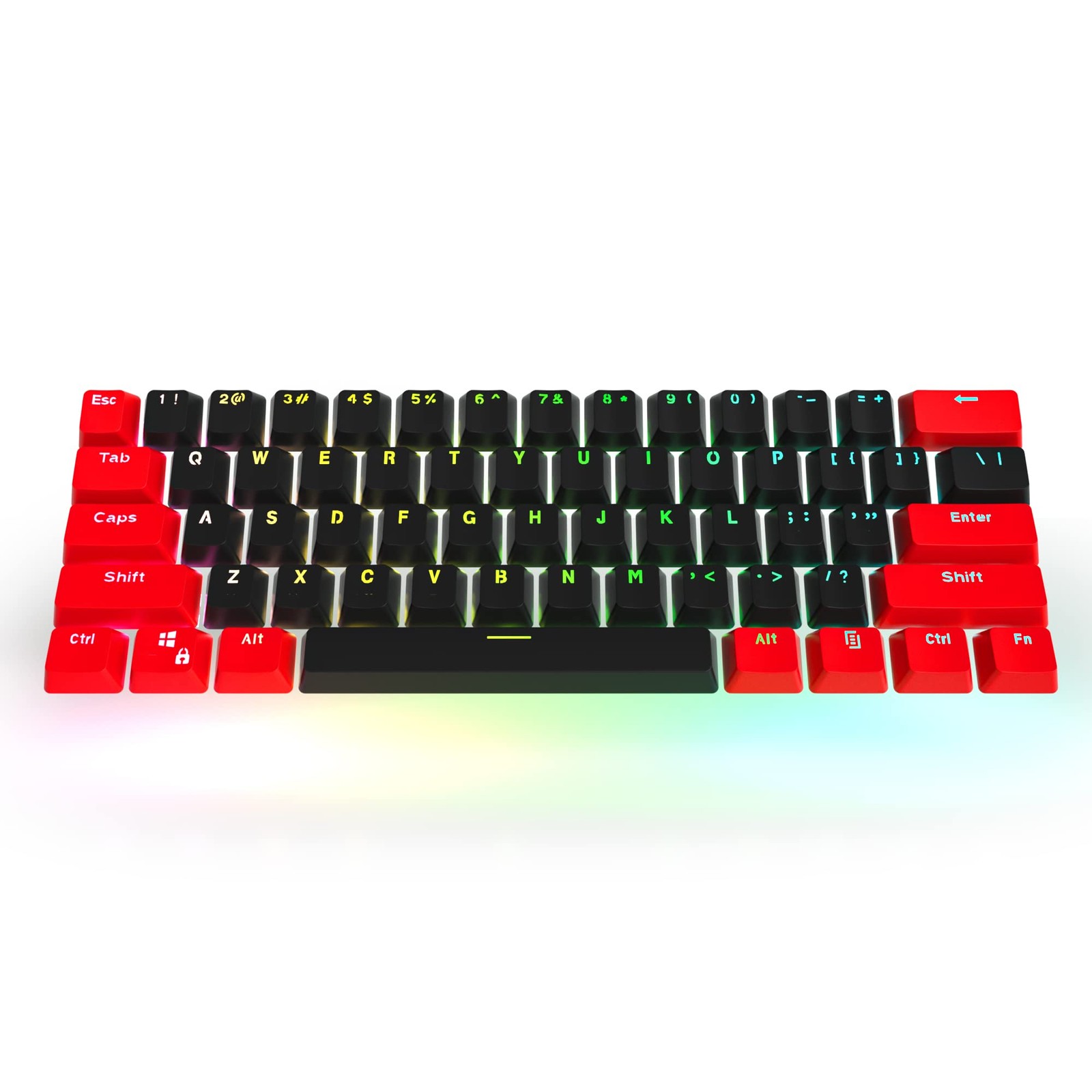 Fogruaden PBT Keycaps Red and Black 60 Percent, OEM Profile