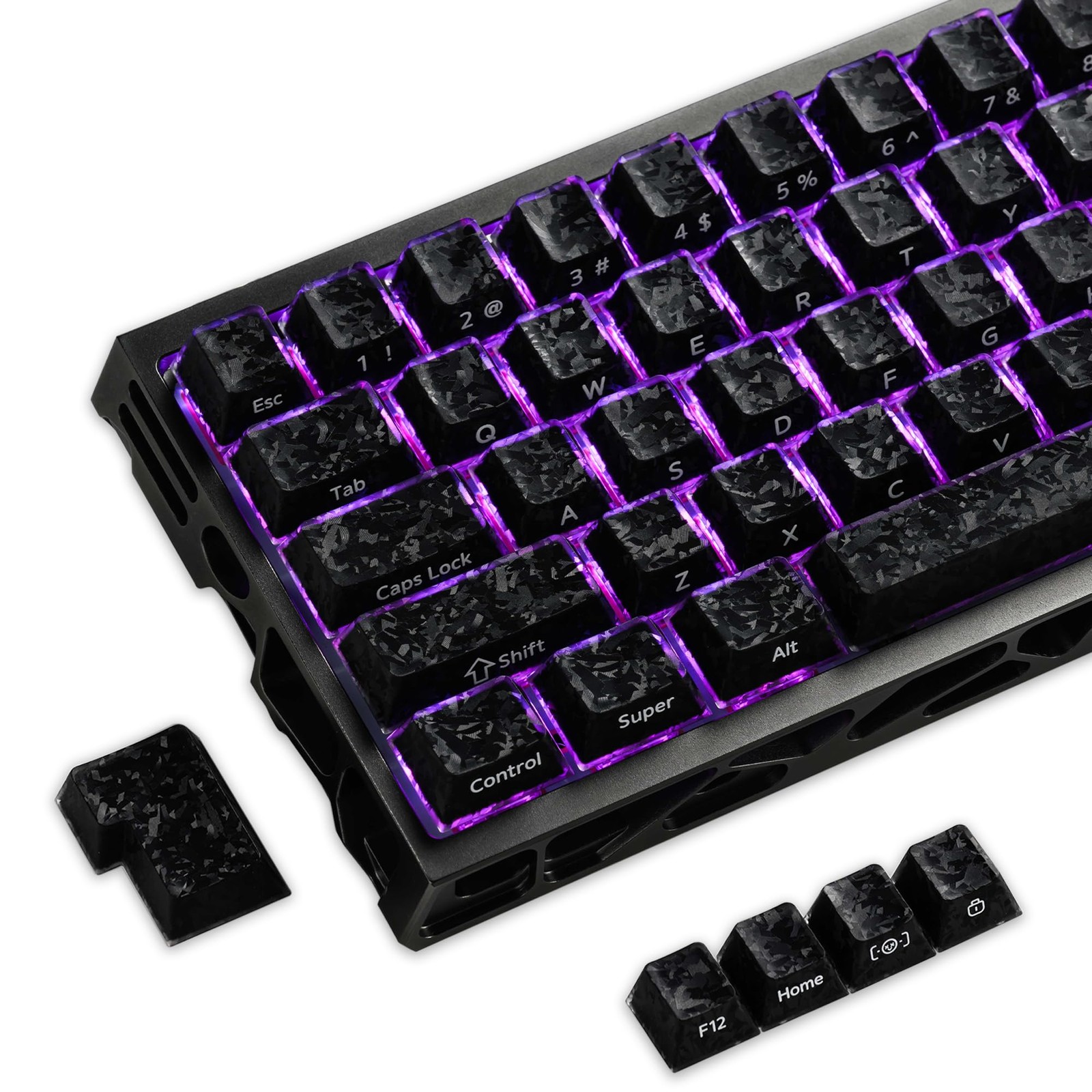 XVX Black Jelly Keycap Set Forged Carbon Cherry Profile Mechanical Keyboard