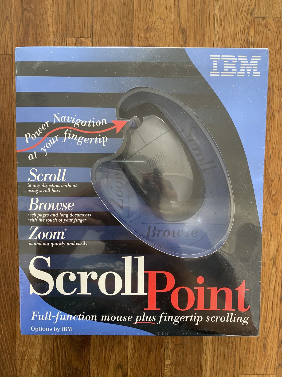 Vintage IBM ScrollPoint Mouse New In Box Sealed Full-Function Fingertip Scrollin
