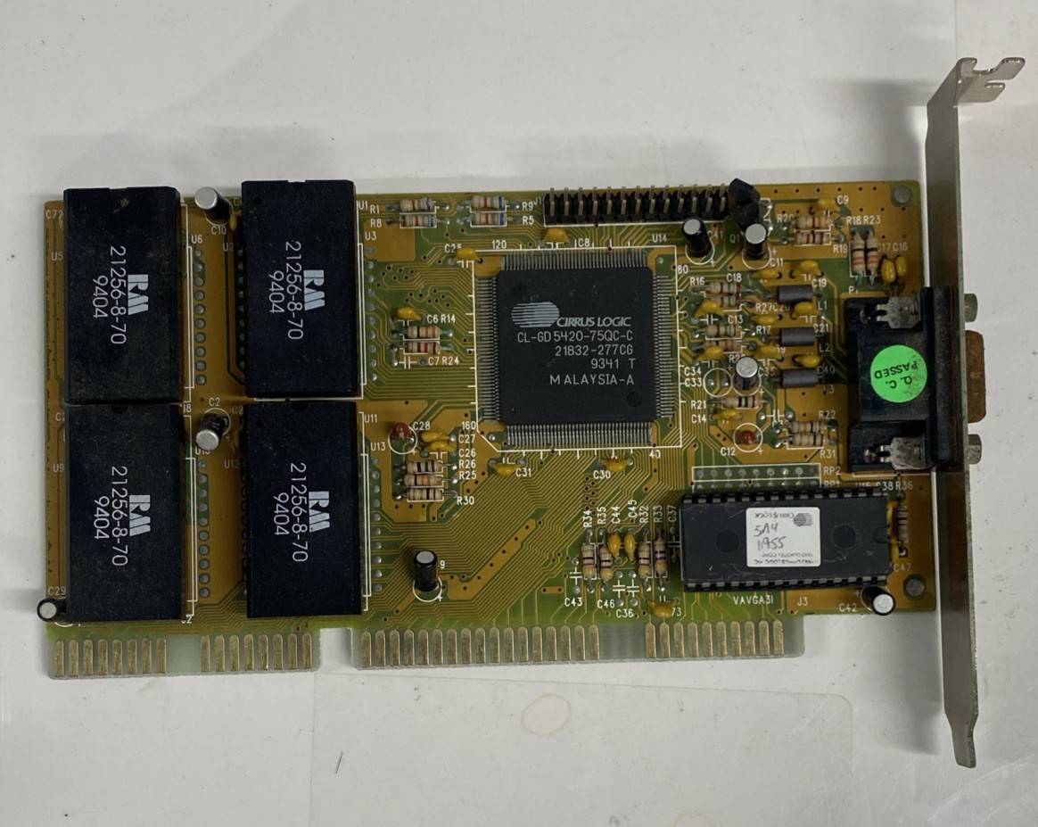 Vintage 16-bit ISA Video Card With Cirrus Logic controller - VAVGA31-5420-1M