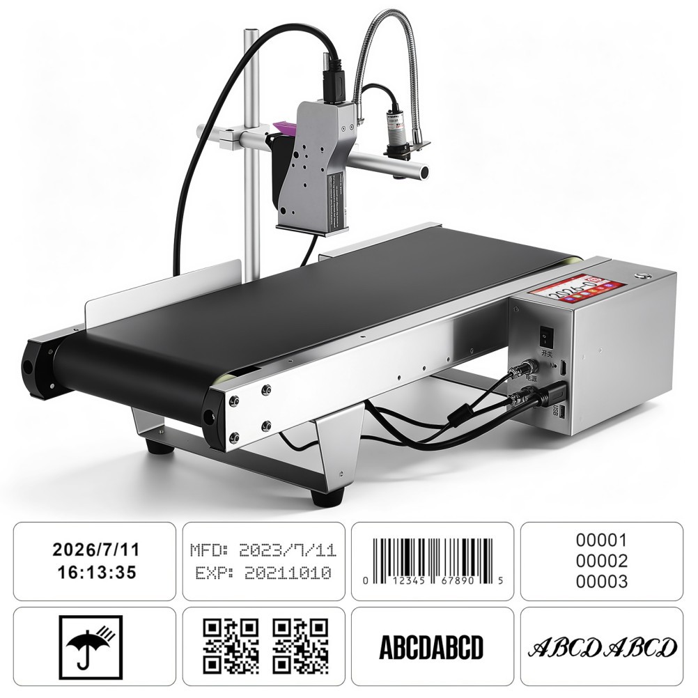 Automatic Inkjet Coding Machine Mini Conveyor Belt 2-12.7mm Industrial Printer