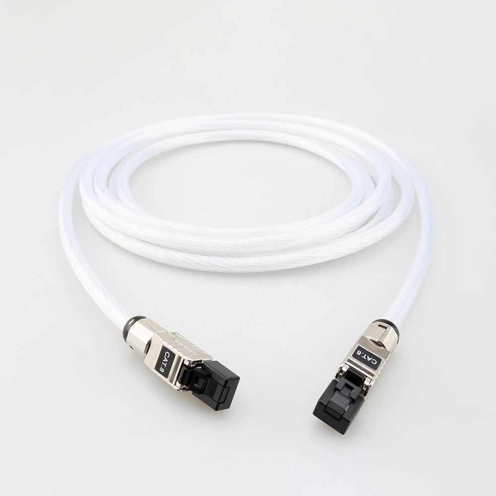 OCC Silver Plated Ethernet Cable High-Speed Cat8 Network Cable RJ45 Lan Cable