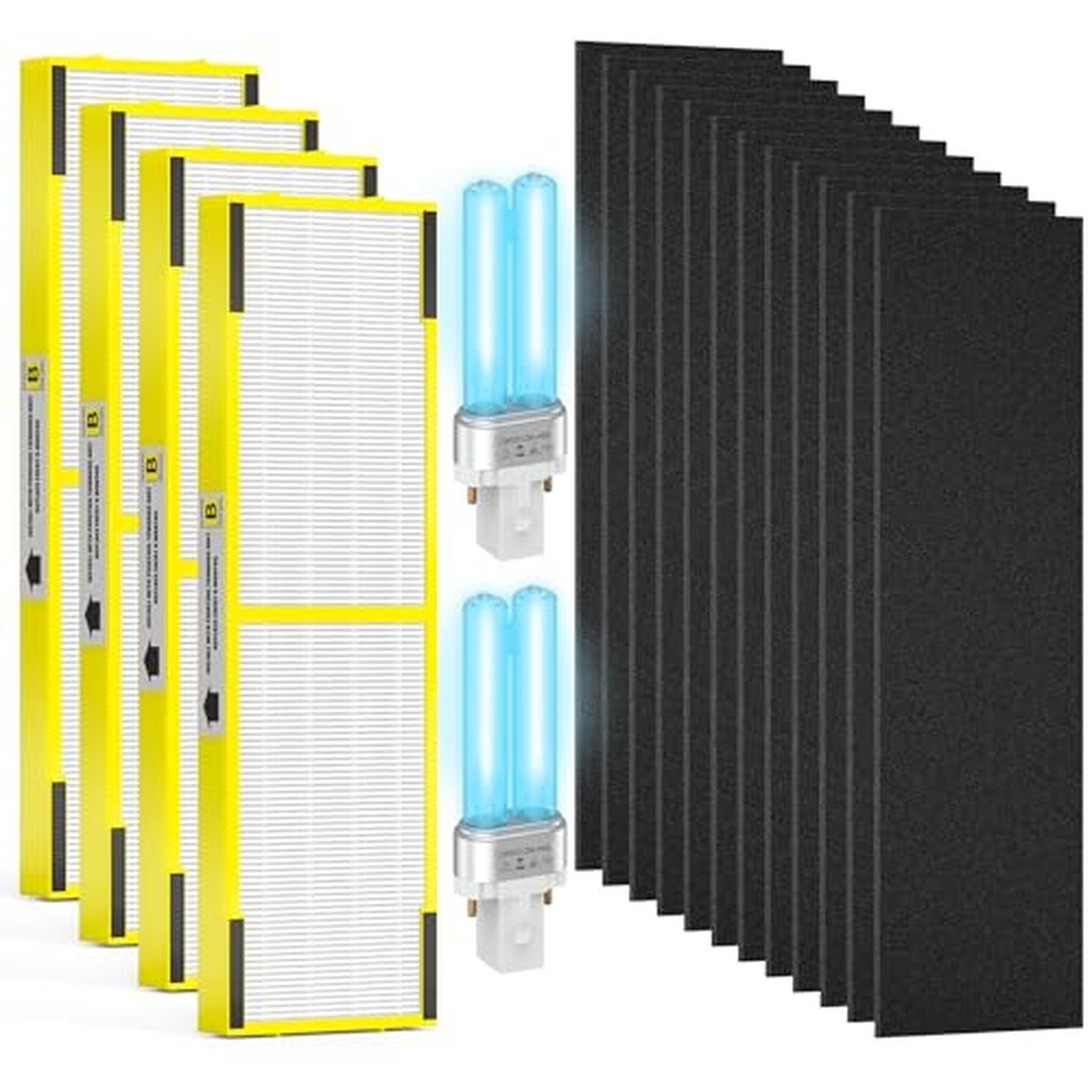 4 pack FLT4825 HEPA Replacement Filter B ＆ LB4000 Bulb for Guardian AC482