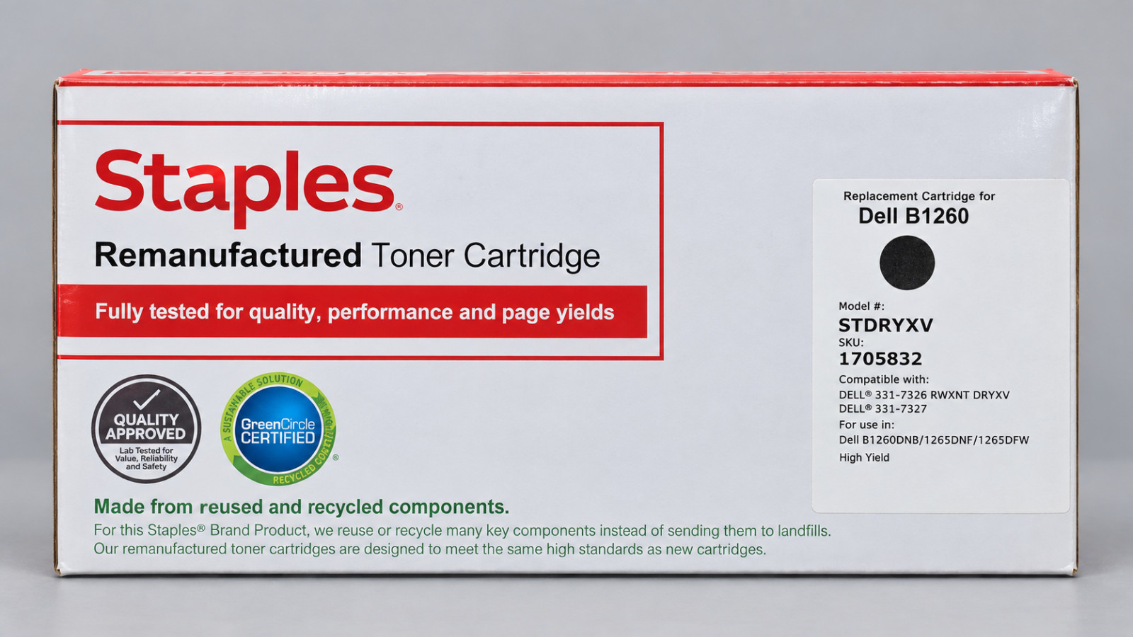 Dell Compatible STDRYXV (Dell B1260)  Staples Brand Black color