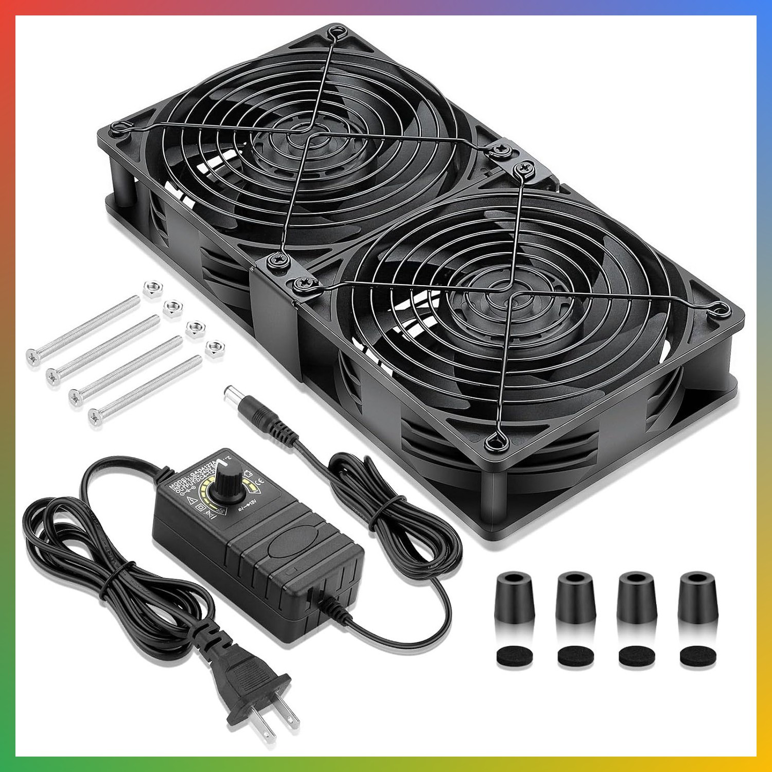 2 x 120mm Computer Fan with AC Plug 110V 120V 220V 240V