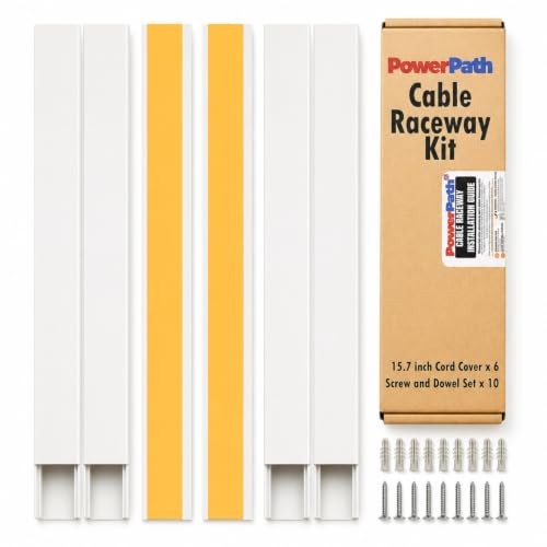 94 in Paintable Cable Raceway Kit 6 Pack 15.7 in Wall Cord Hider