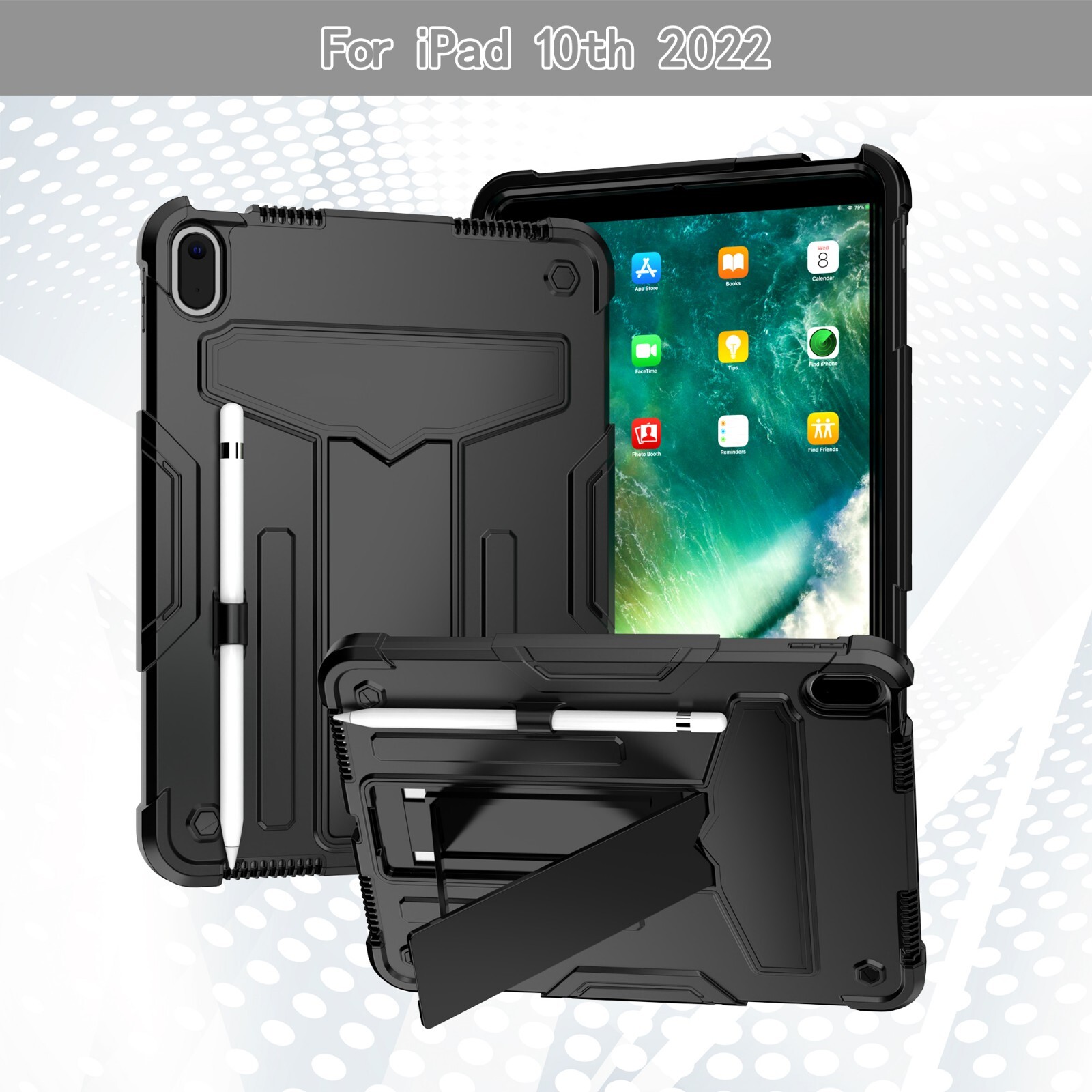 iPad 10th Generation Case Shockproof Hard Rugged Stand Cover for iPad 10.9 inch