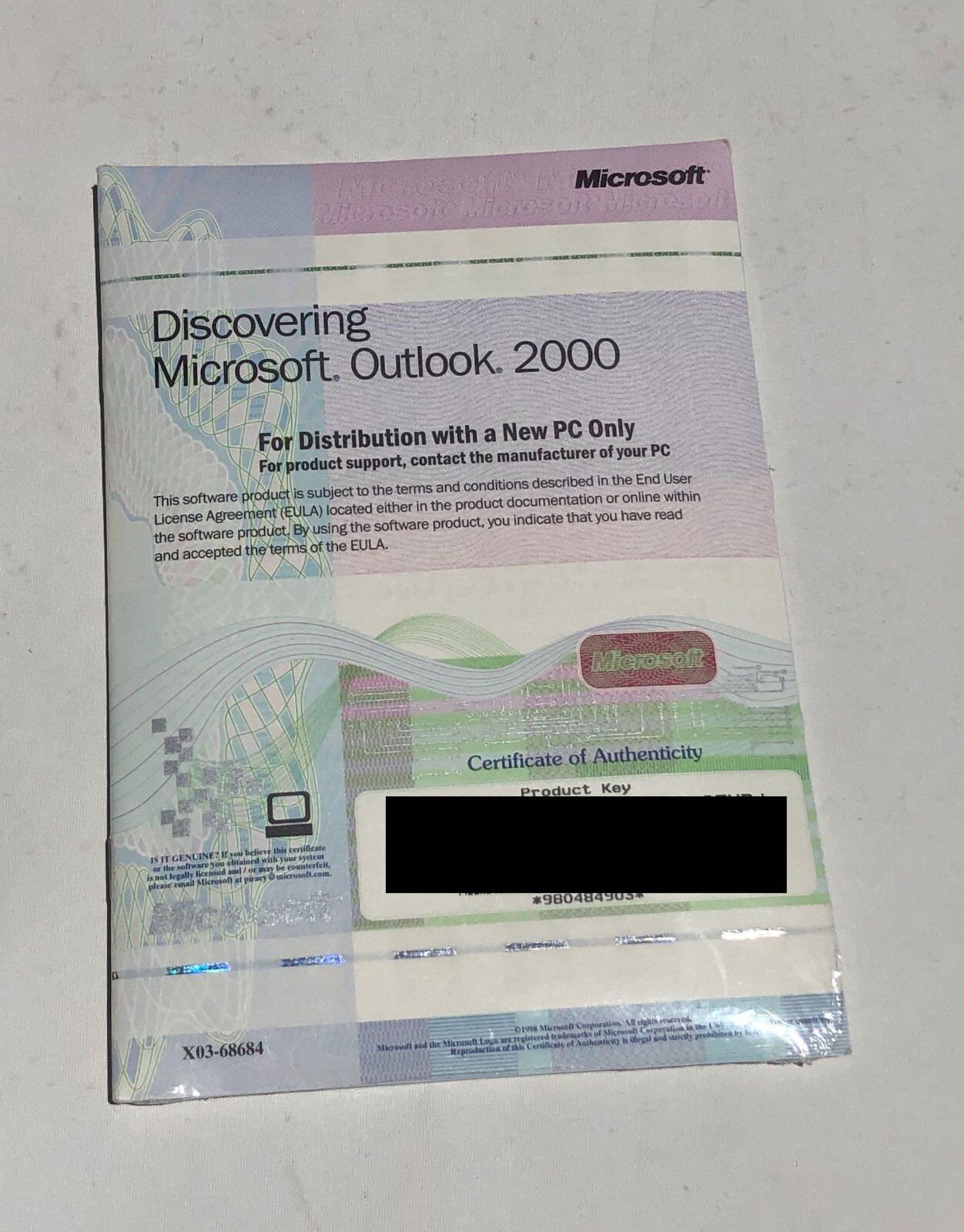 Discovering Microsoft Outlook 2000 PC Software COA Sealed