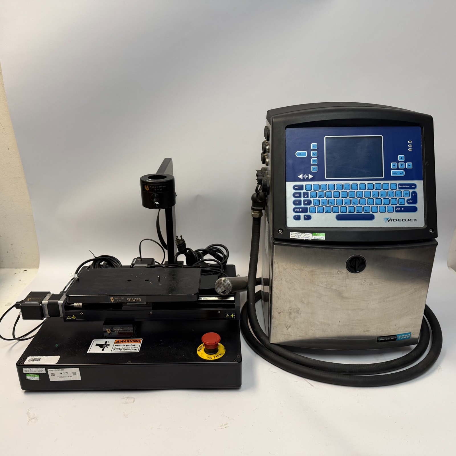 Videojet 1520 Continuous Ink Jet Printer w/ Tubewriter 360 Vial Labeling System