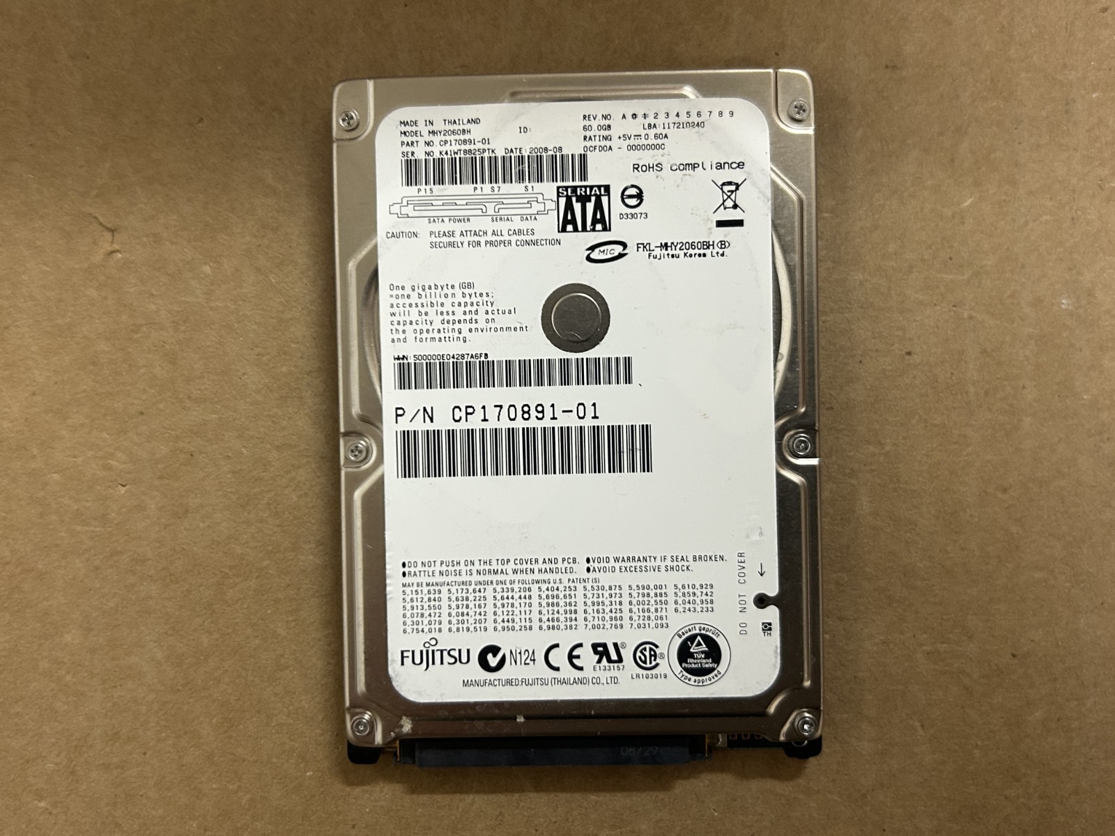 Fujitsu 60GB Internal 5400RPM 2.5" (MHV2060BH) HDD