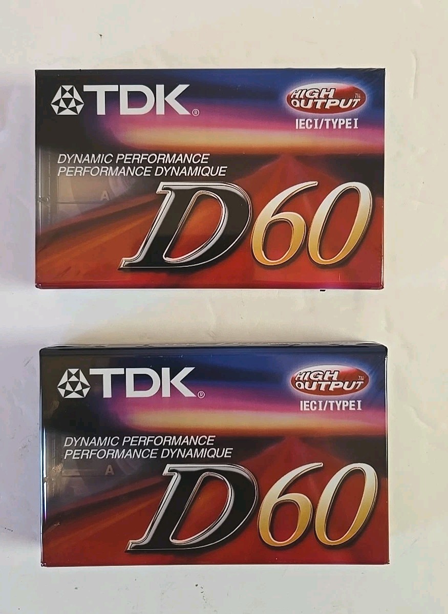 NEW Lot of 2 TDK D60 high output 60db audio cassette tape IEC1 TYPEI