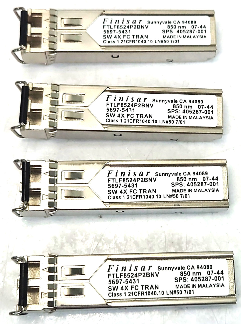 4x Finisar FTLF8524P2BNV 4Gb/s SFP Transceiver Module 850nm SW FC HP 405287-001