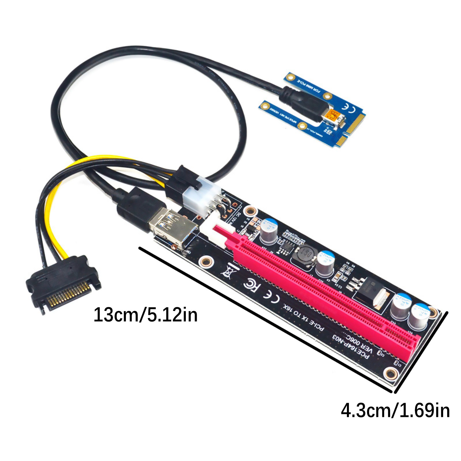 Mini PCIe to PCI 16X Riser PCI-E 16x Slot Adapter For Laptop External Card