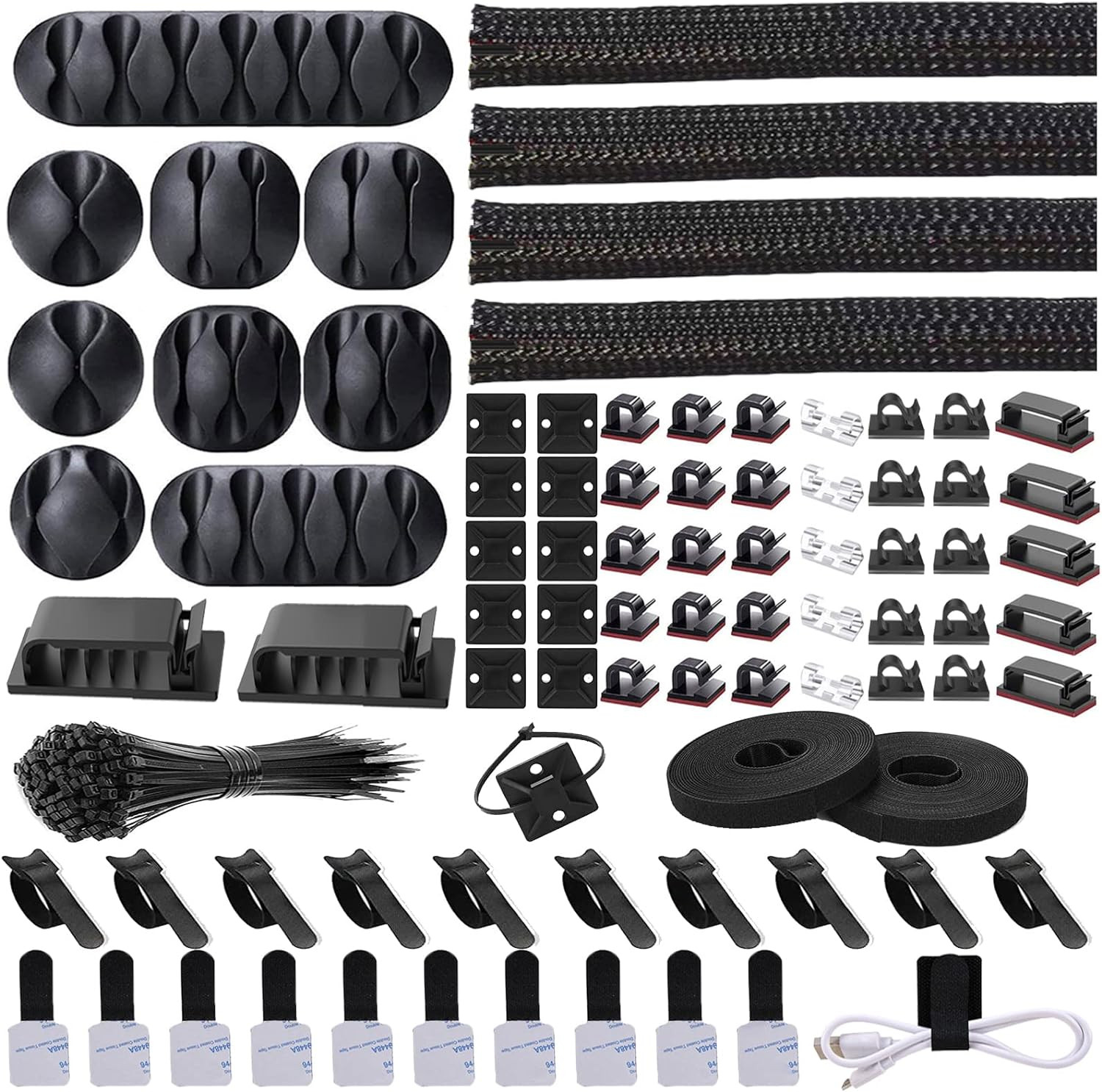 Kit de Organizador de Cables Fundas Clips y Cintas Adhesivas Organizacion Casa