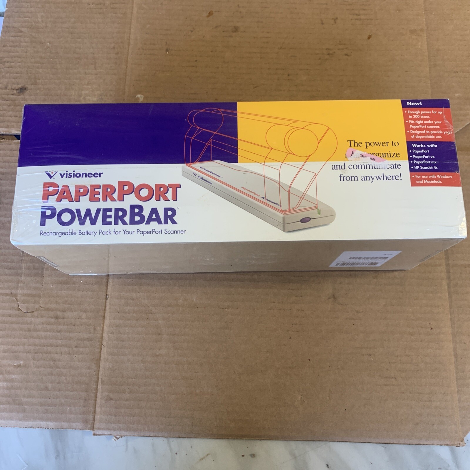 Vintage Visioneer PaperPort PowerBar Rechargeable Battery Pack For Scanner NEW