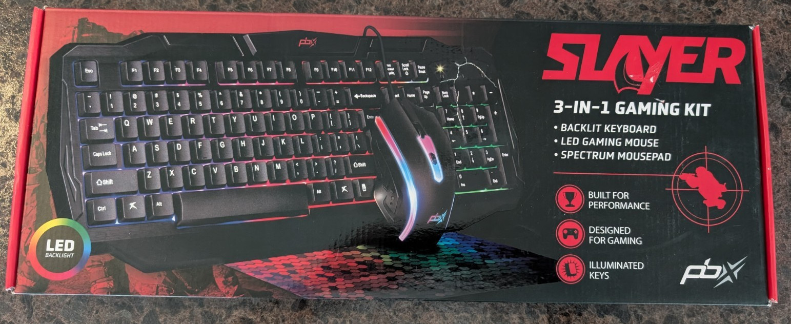 PBX Slayer 3-in-1 Gaming Kit-Backlit Keyboard LED Gaming Mouse & Spectrum Pad