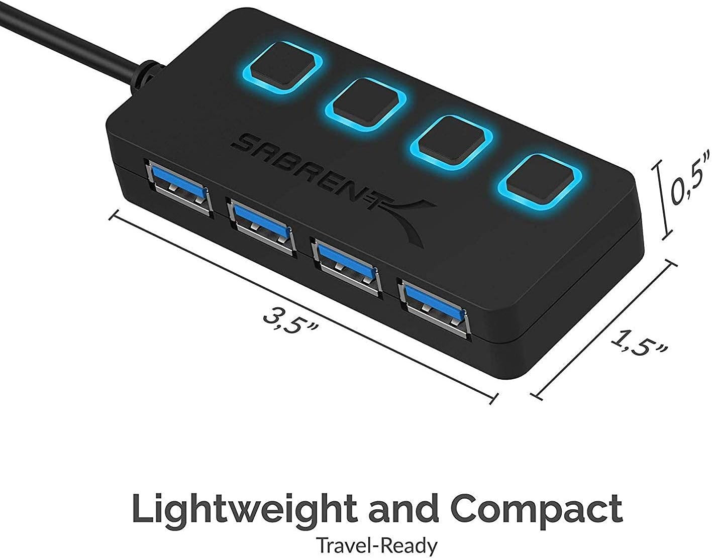 4-Port Powered USB 3.0 Hub, LED Power Switches (HB-UMP3)