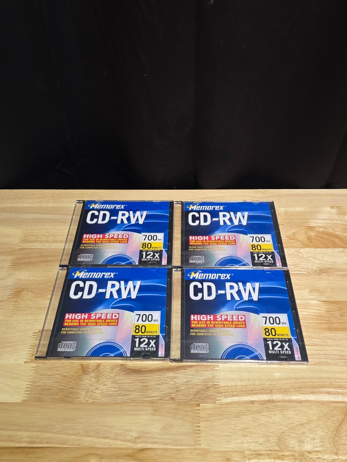 Lot of 4 Memorex CD‑RW High‑Speed 700MB 80min – 12× Rewritable Discs in Jewel Ca