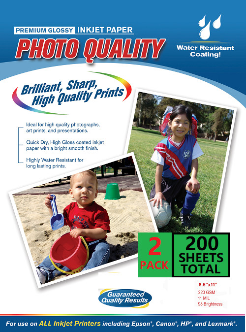 200 Sheets Photo Paper, Premium High Glossy 8.5 x 11 Ships  FEDEX 2 Day service