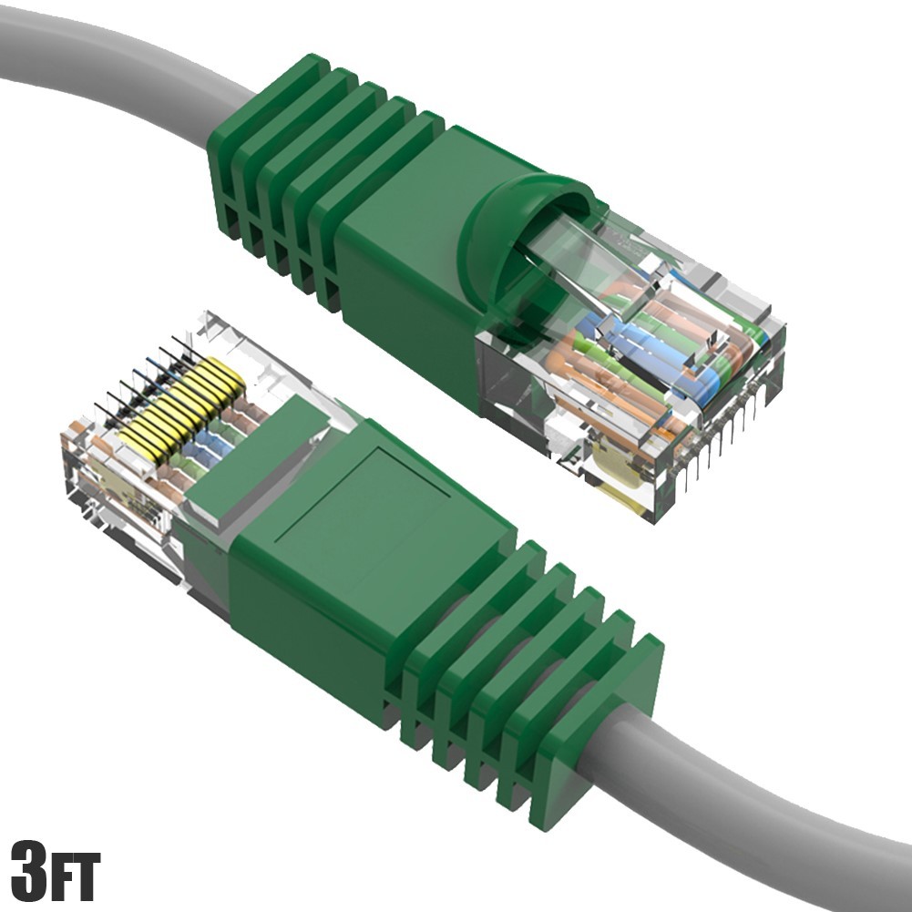 3FT CAT6 RJ45 Network LAN Ethernet UTP Crossover Cable Copper Wire Green Boot