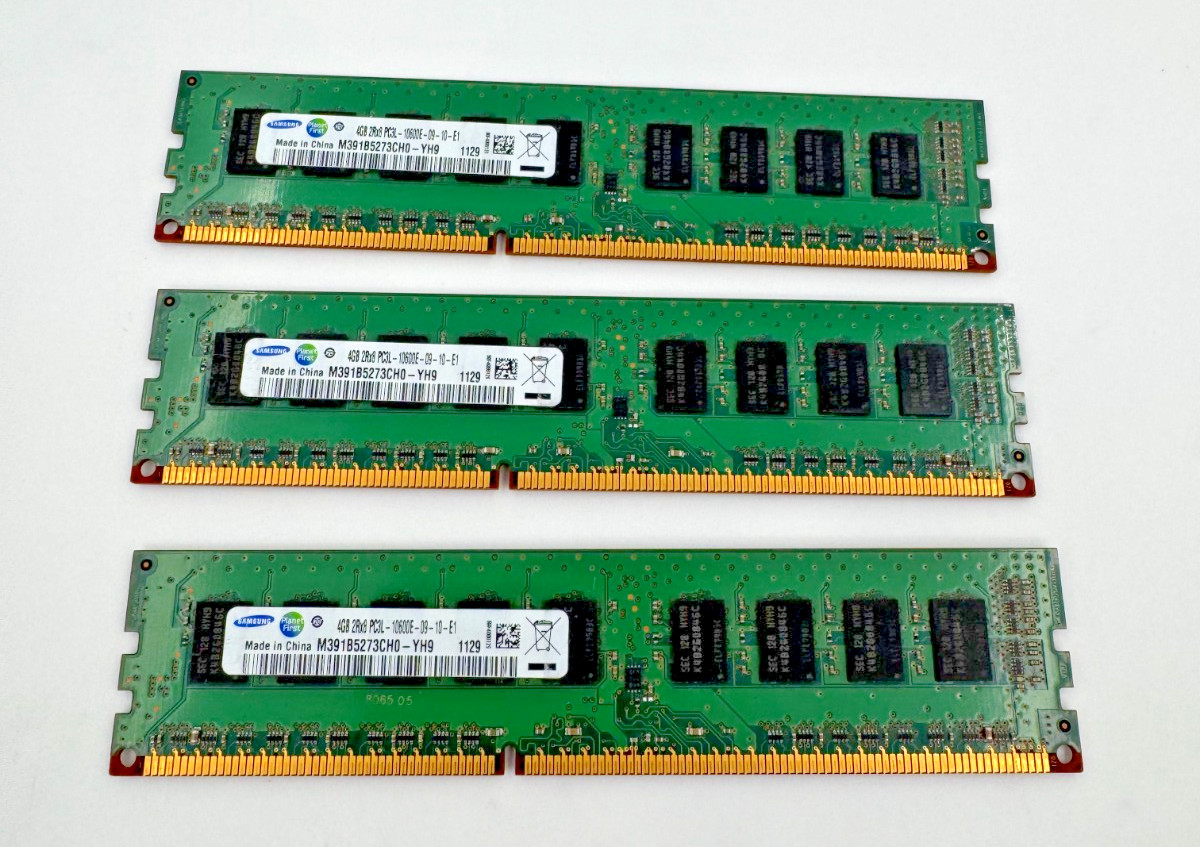 Samsung 12GB 3x4GB DDR3L-1333 ECC UDIMM PC3L-10600E M391B5273CH0-YH9