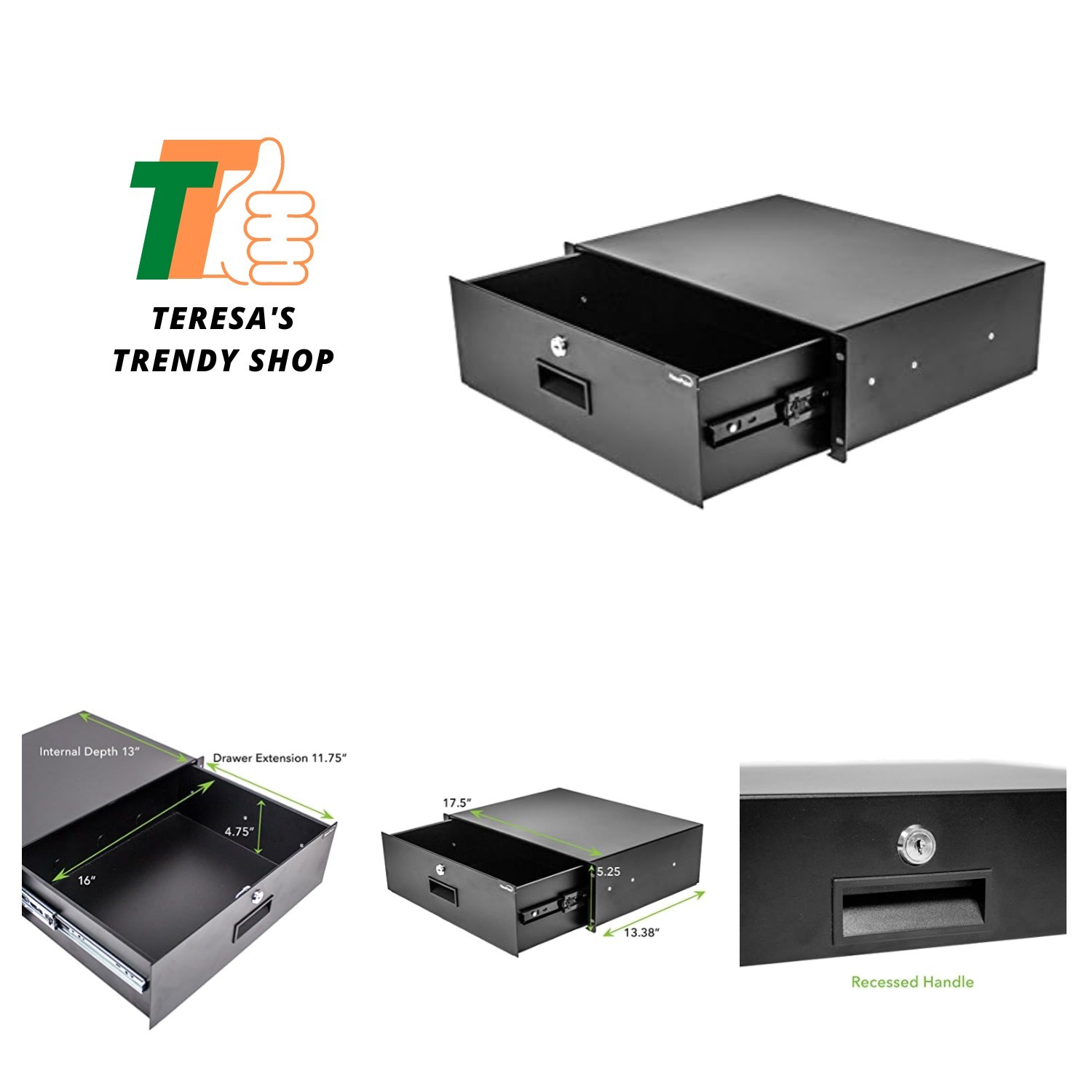 Compact 19 Inch Black Server Cabinet with Lockable Drawer - Optimizes Storage