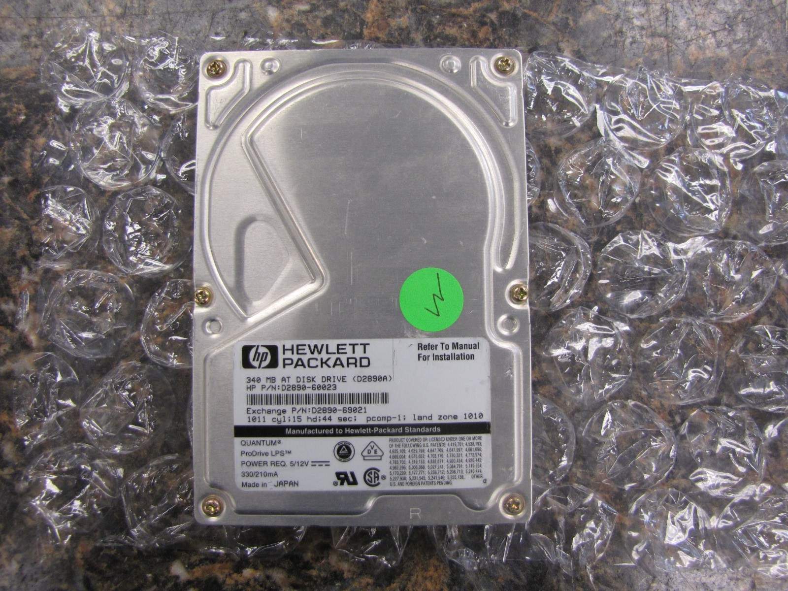Quantum Prodrive LPS 340AT RR34A011 340MB 3.5" IDE Hard Drive HP -TESTED- NM23