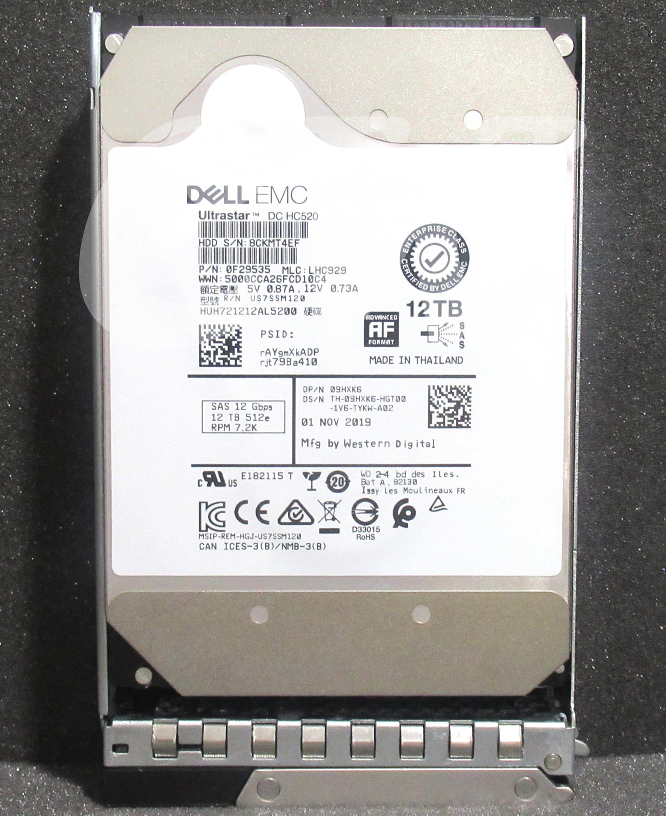 0F29535 HUH721212AL5200 Dell EMC 12TB 7.2K 12G 256MB HotSwap 3.5''SAS Hard Drive