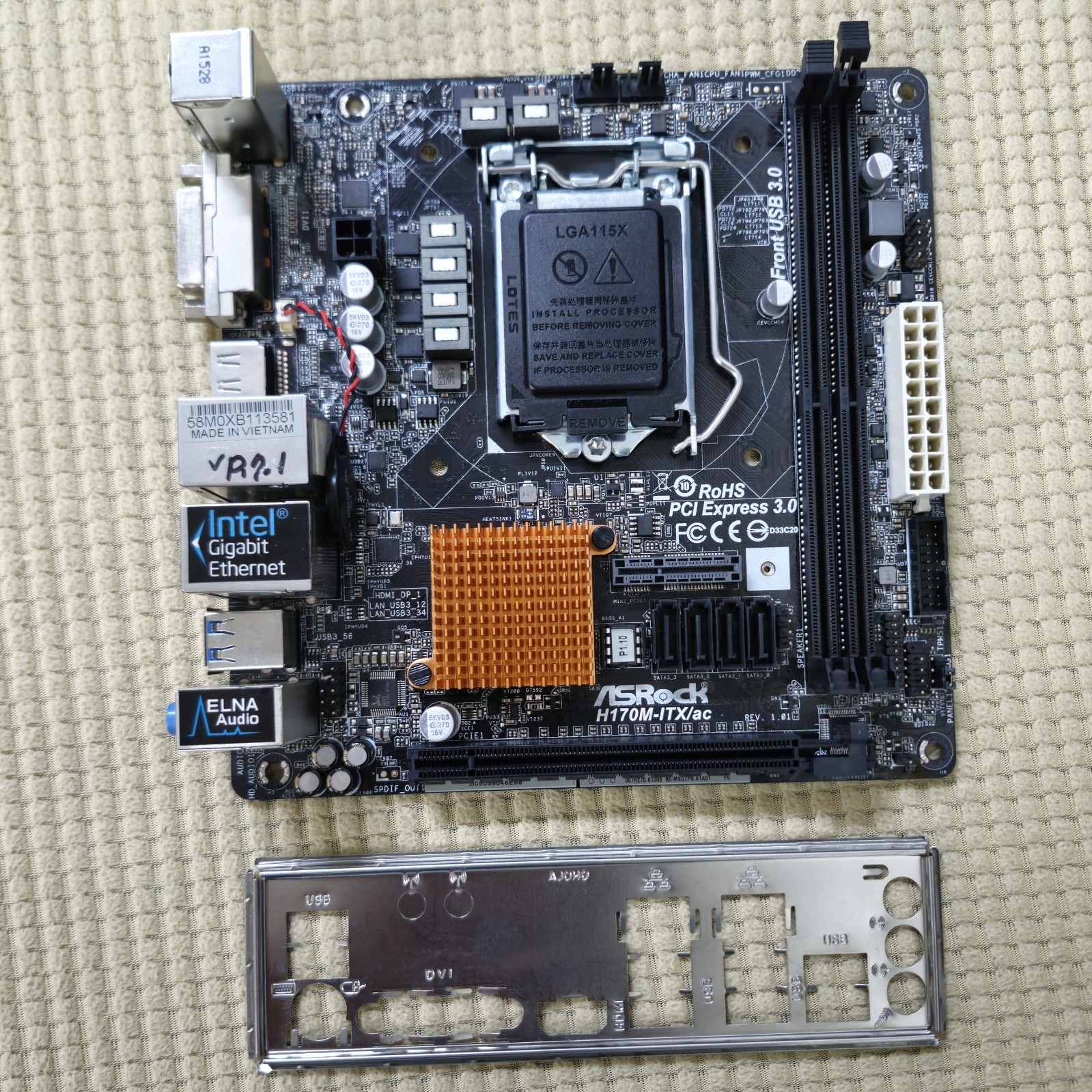 ASROCK H170M-ITX/AC : H170 DDR4 WIFI Mini-ITX Dual LAN,  Verified Working